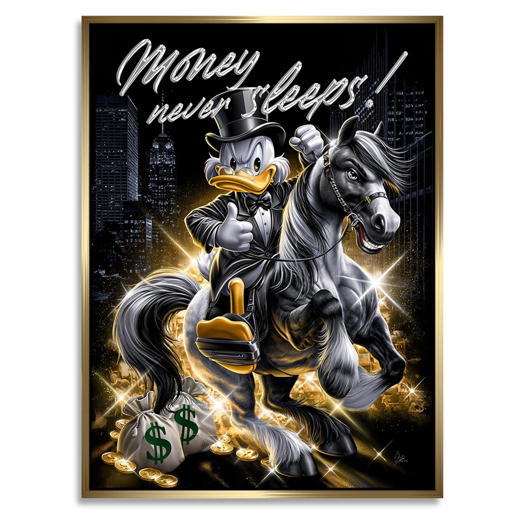 Dagobert Money Rider Alu Dibond Wandbild