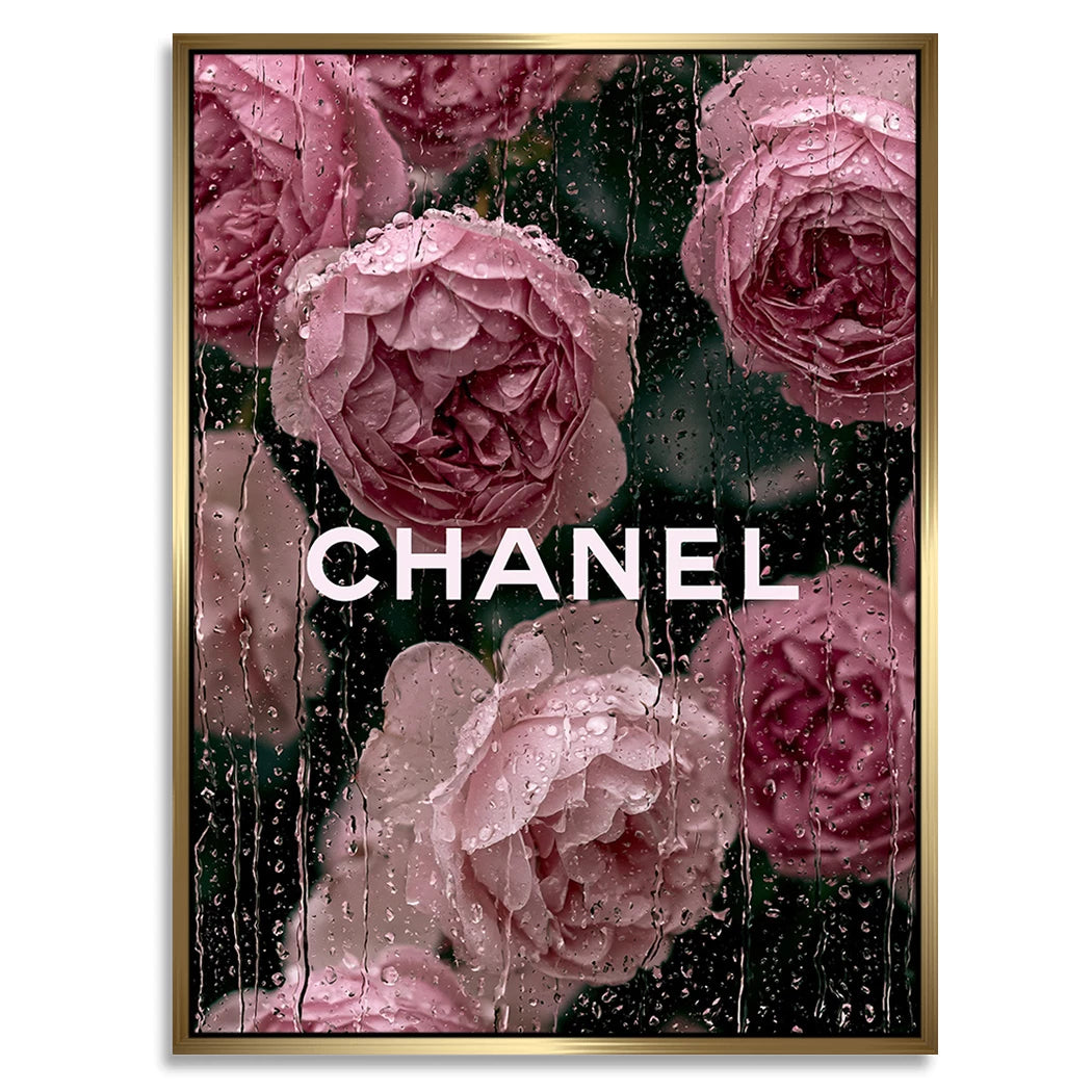 Chanel Rosenregen Alu Dibond Wandbild