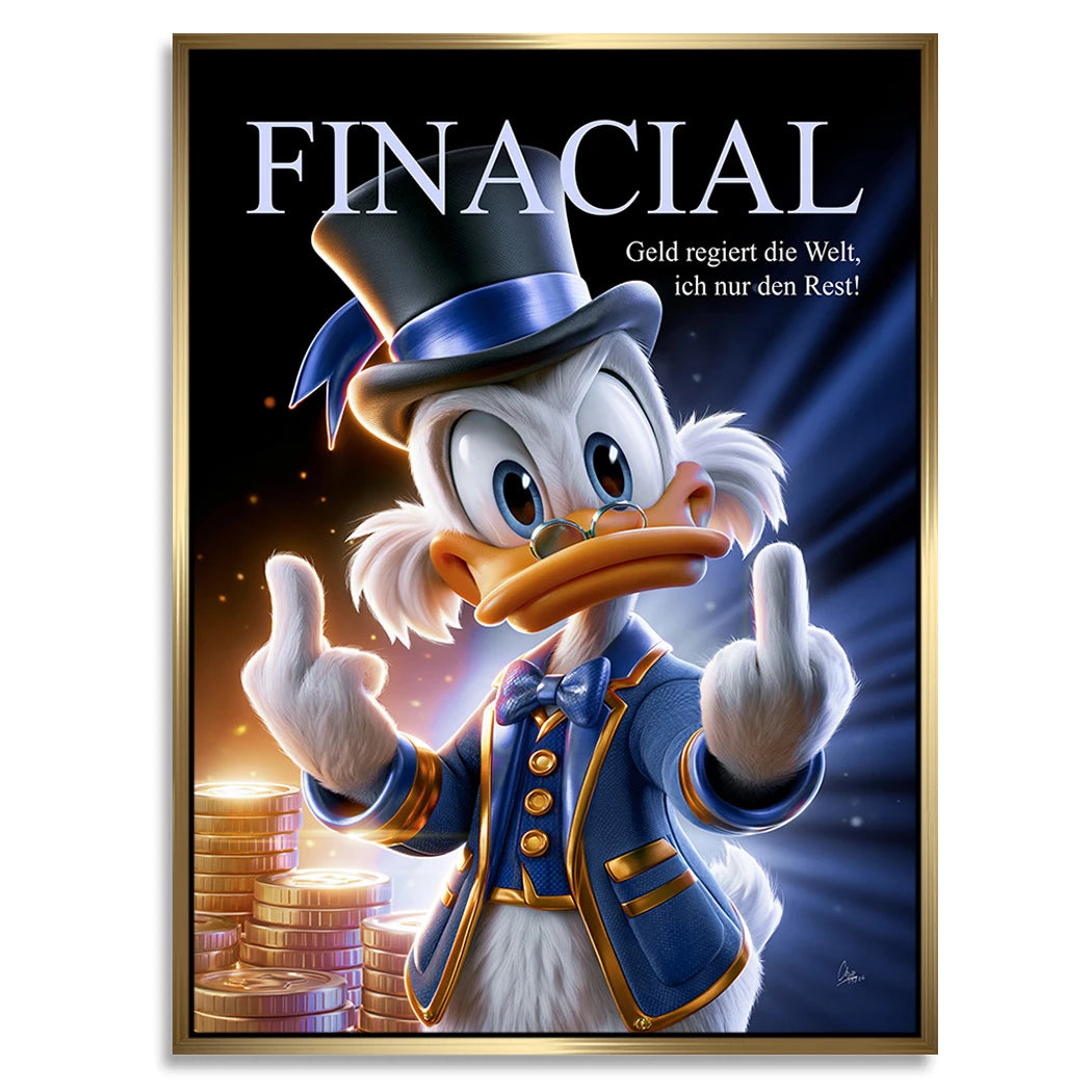 Financial Dagobert Duck Alu Dibond Wandbild