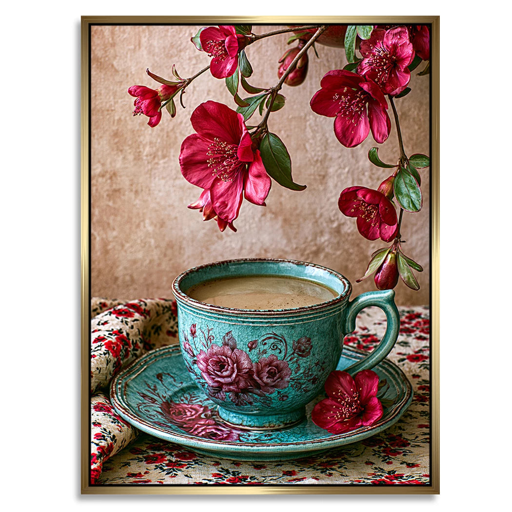 Blütenkaffee Harmonie Alu Dibond Wandbild
