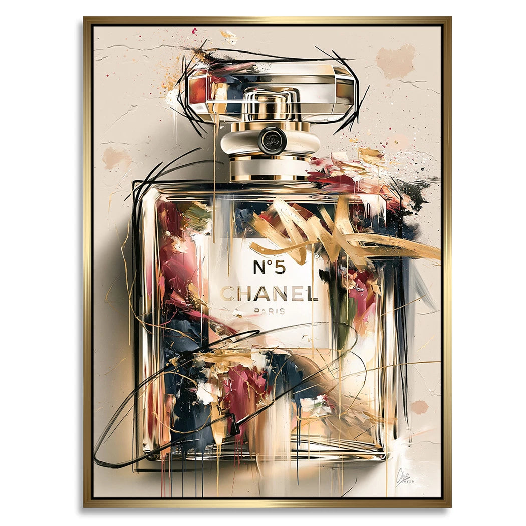 Chanel Goldflakon Alu Dibond Wandbild