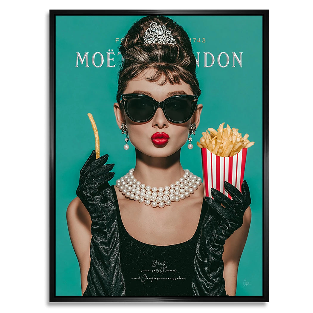 Audrey Hepburn Pommes Alu Dibond Wandbild