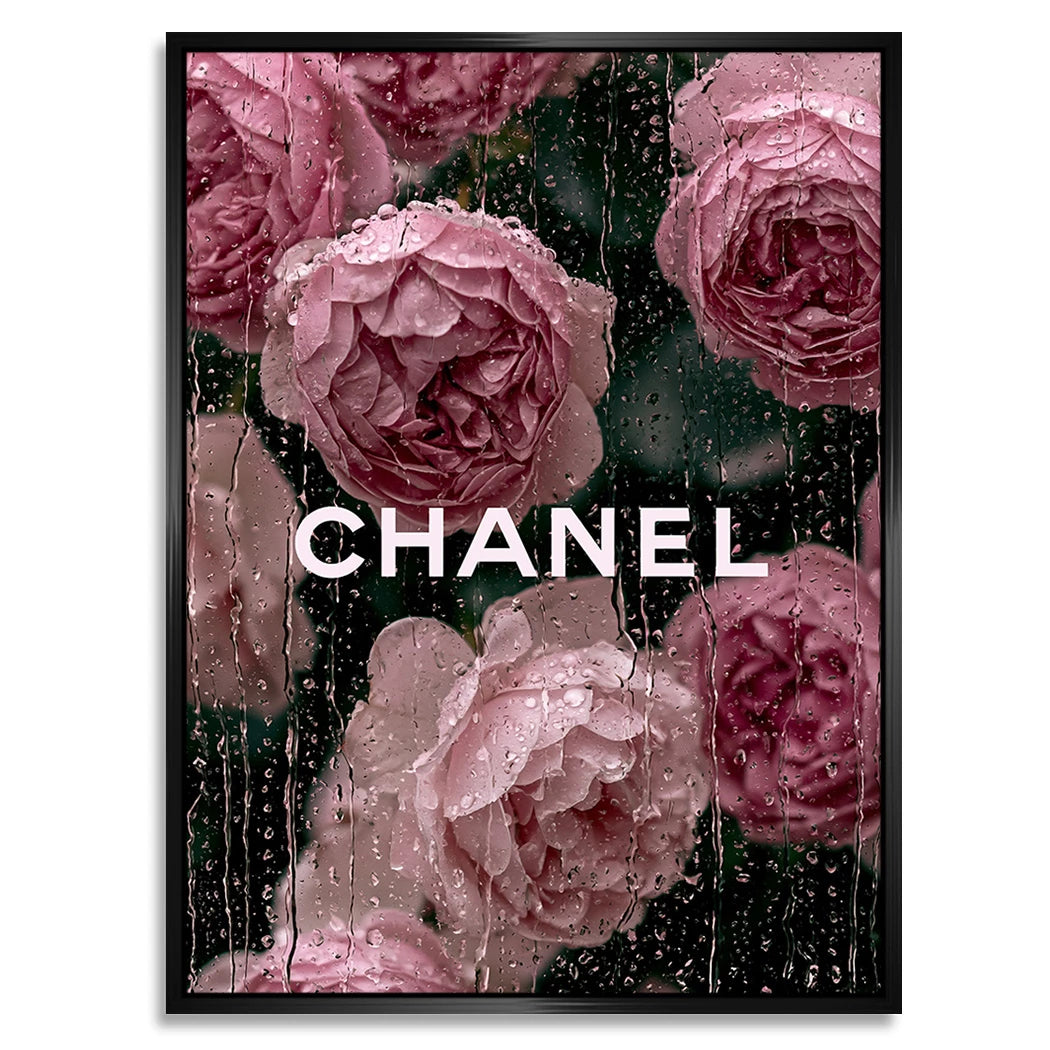 Chanel Rosenregen Alu Dibond Wandbild