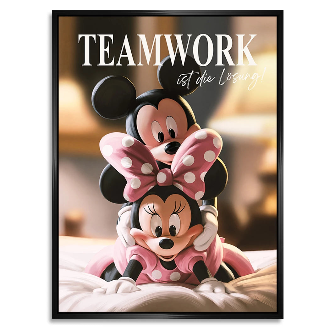 Mickey & Minnie Teamwork Alu Dibond Wandbild