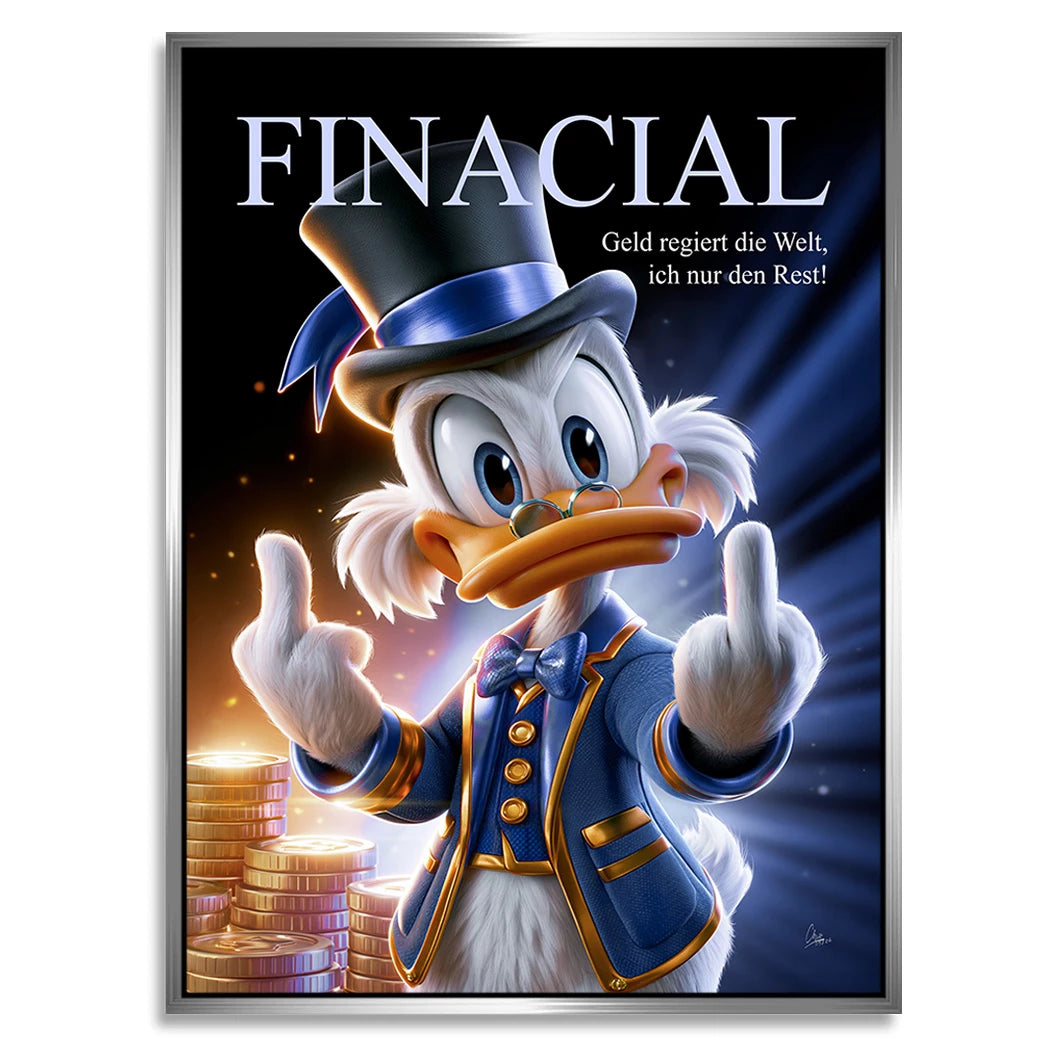 Financial Dagobert Duck Alu Dibond Wandbild
