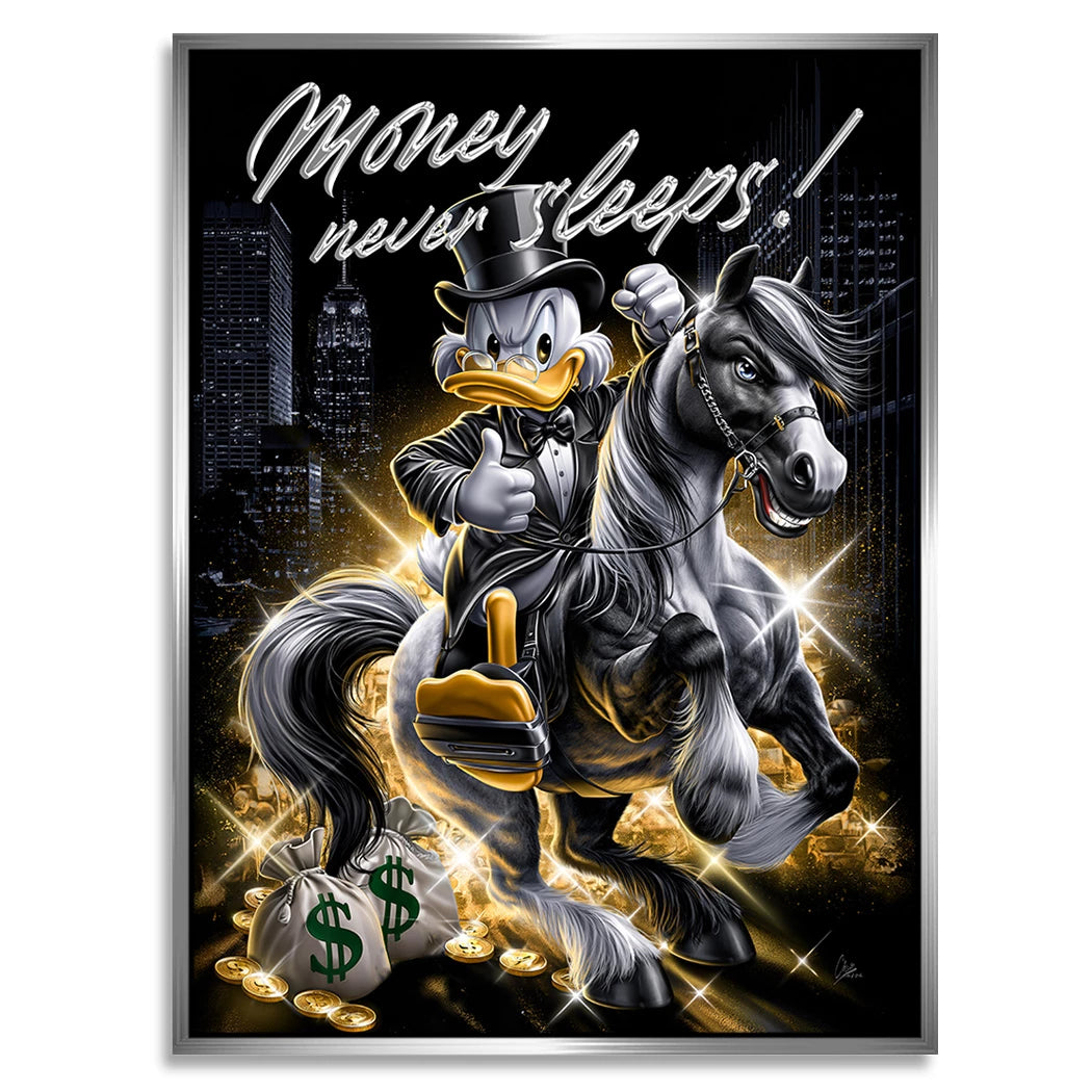 Dagobert Money Rider Alu Dibond Wandbild