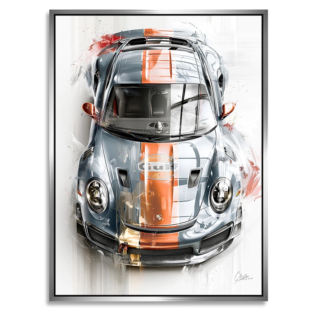 Gulf Porsche 911 Alu Dibond Wandbild