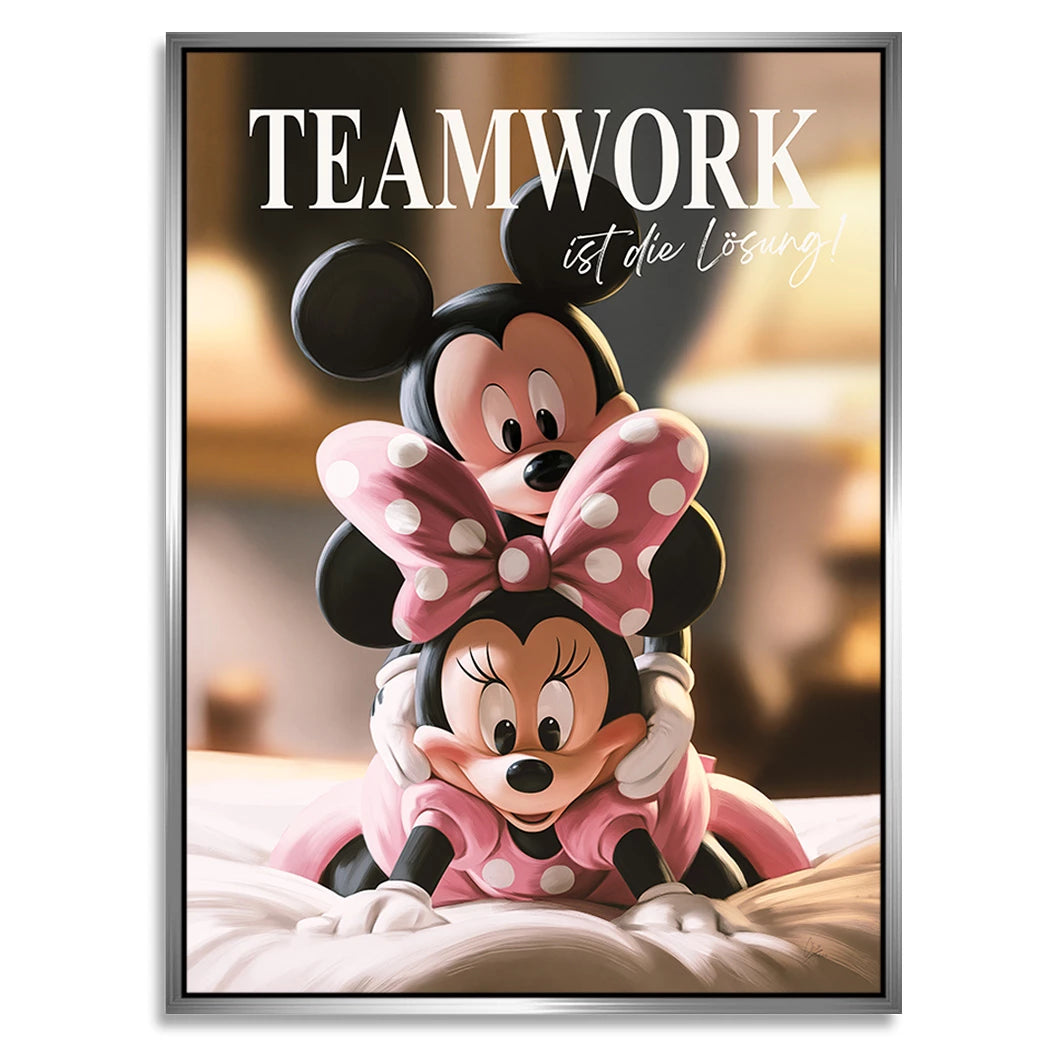 Mickey & Minnie Teamwork Alu Dibond Wandbild