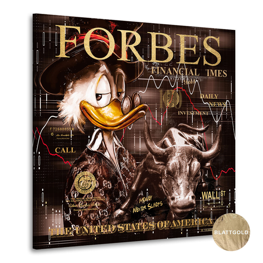 Blattgold Wandbild Dagobert Wallstreet-Style INGALERIE
