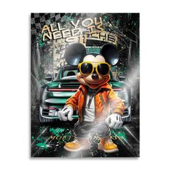 Micky Need Porsche Pop Art Aludibond Gebürstet