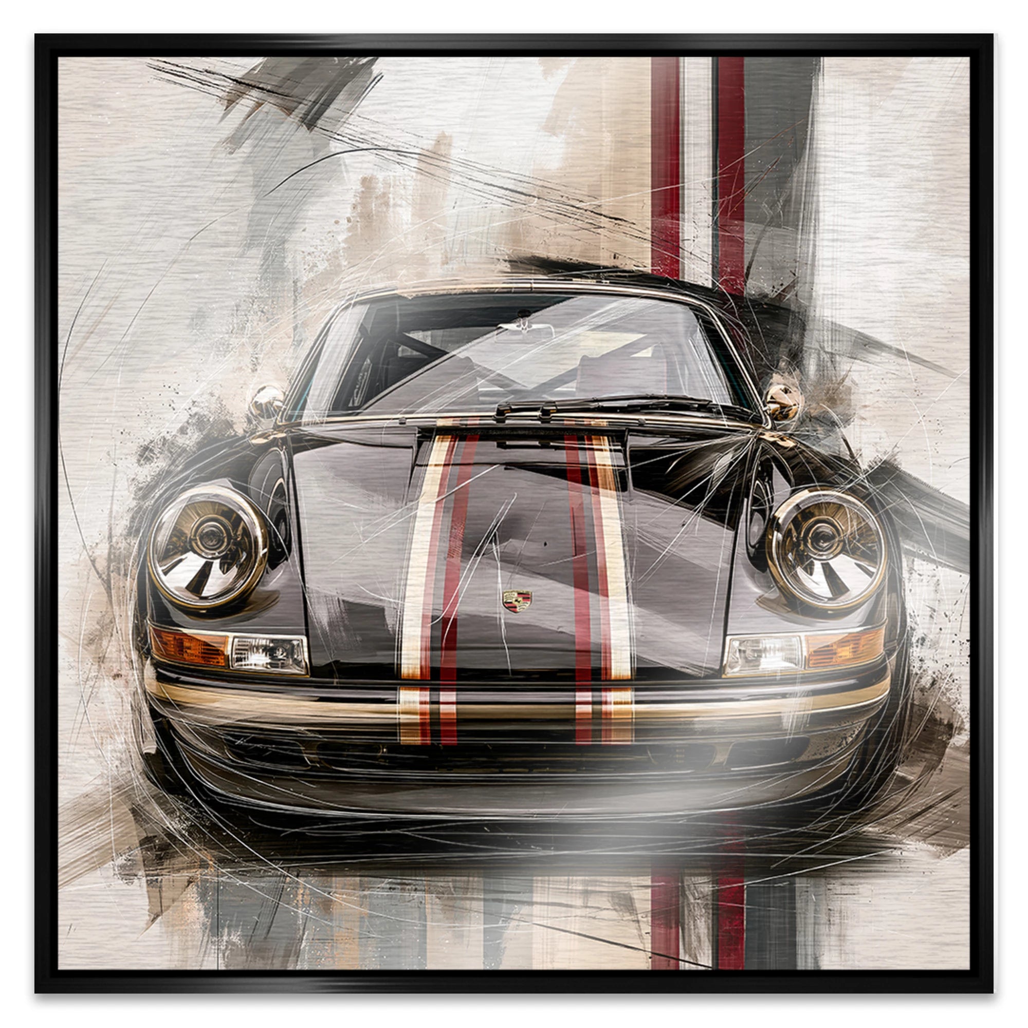 Porsche 911 Noble Aluminiumbild gebürstet
