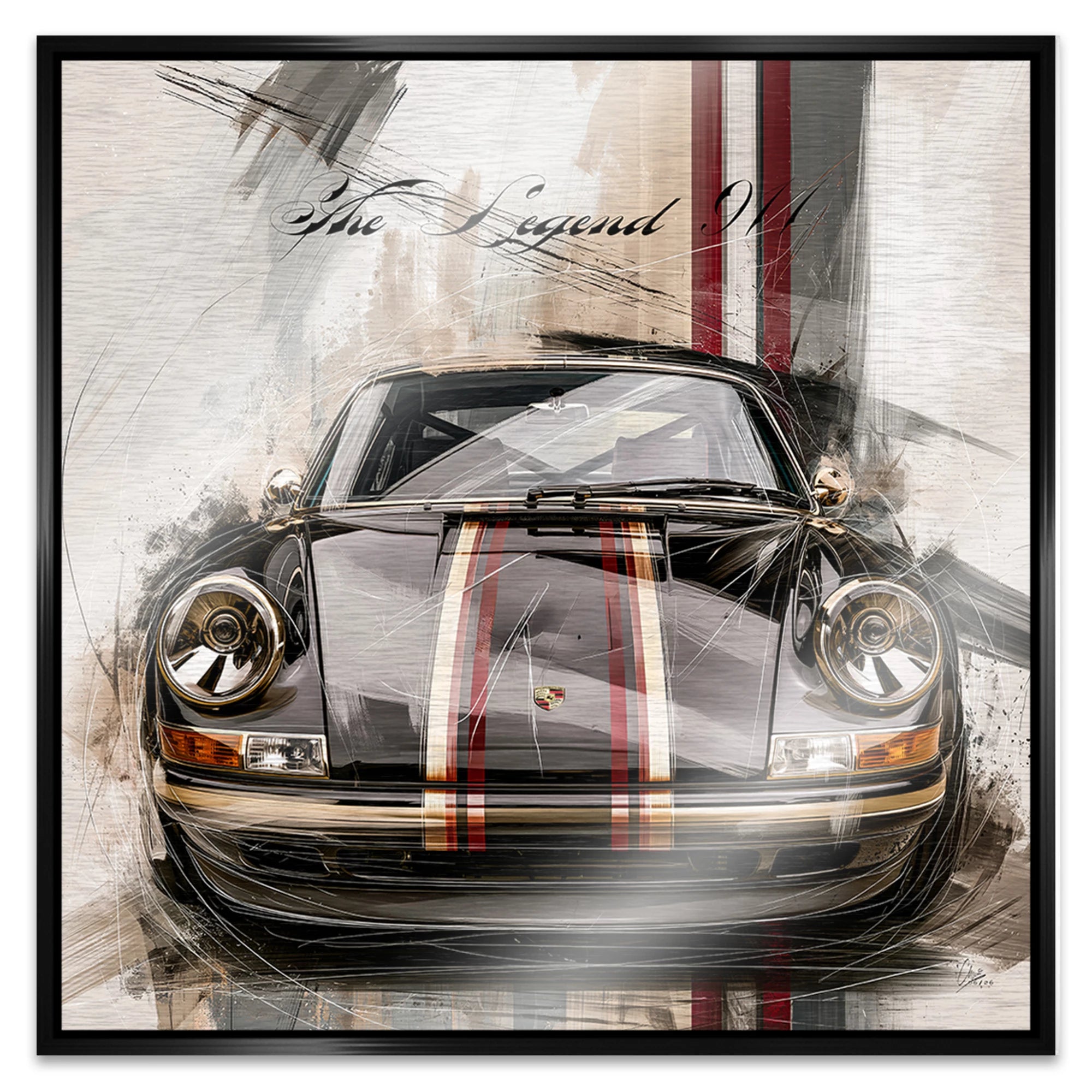 Porsche 911 Black Line Aluminiumbild gebürstet