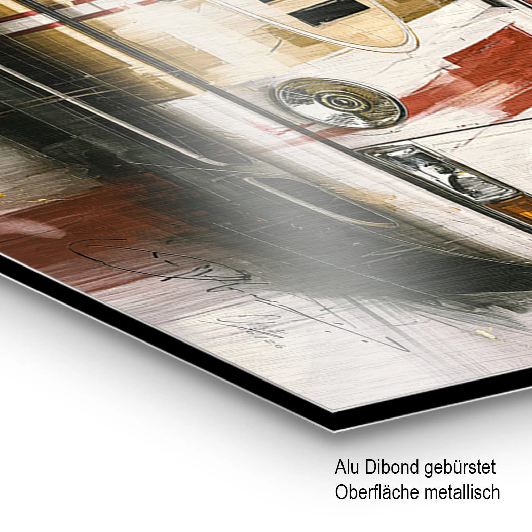 Porsche 911 Racing Aluminiumbild gebürstet