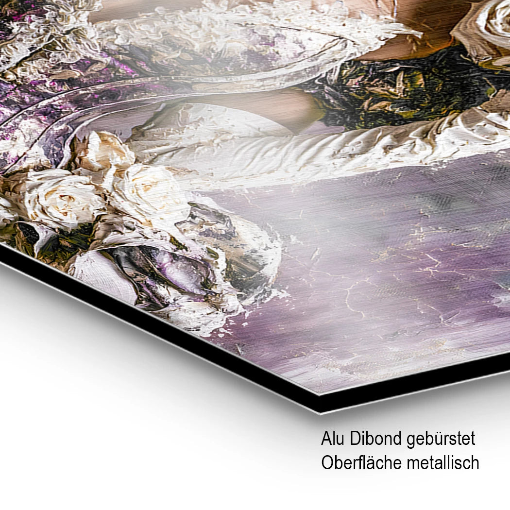 Blüten Couture Aluminiumbild gebürstet