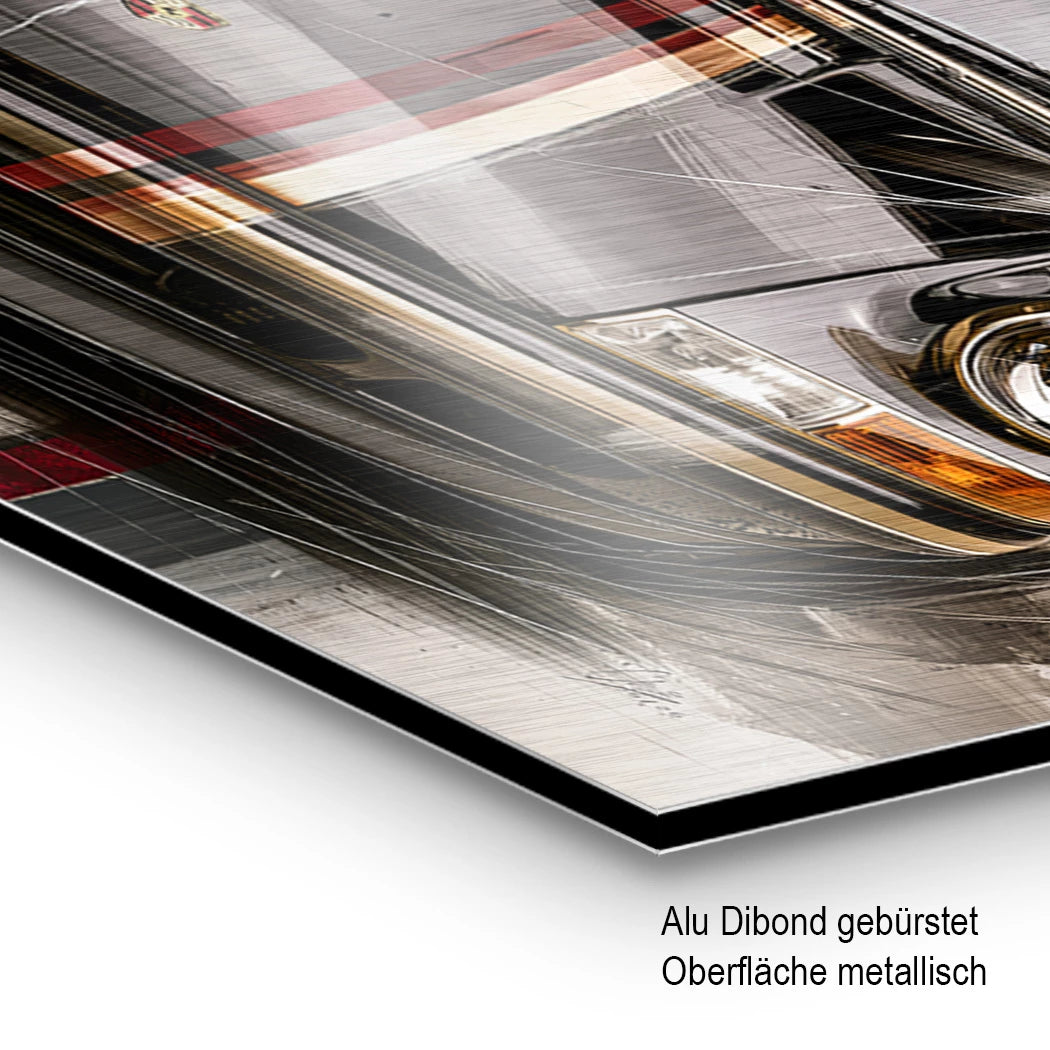 Porsche 911 Black Line Aluminiumbild gebürstet