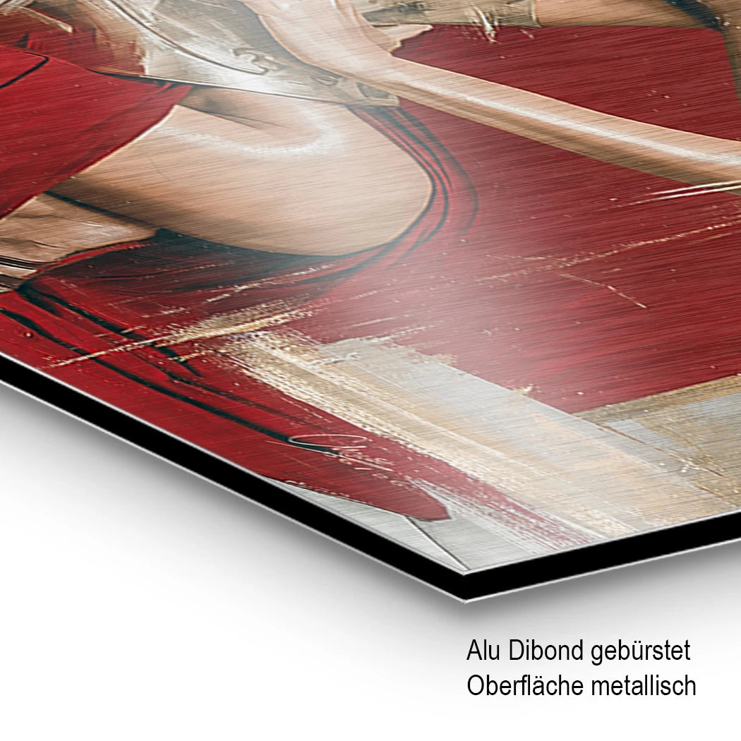 Goldene Gladiatorin Aluminiumbild gebürstet