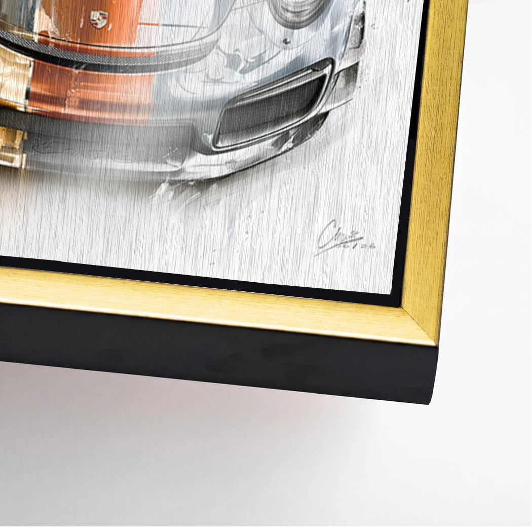 Gulf Porsche 911 Aluminiumbild gebürstet