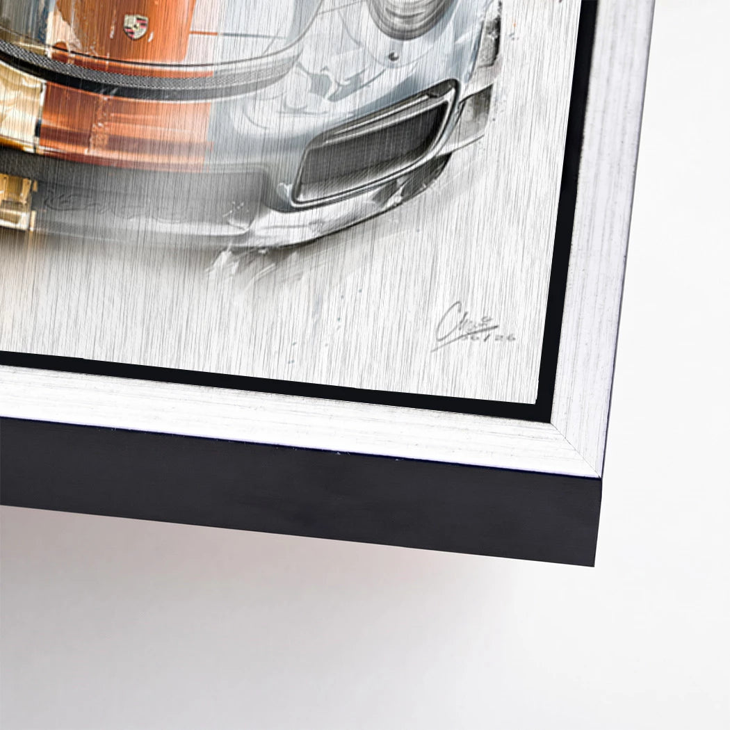 Gulf Porsche 911 Aluminiumbild gebürstet