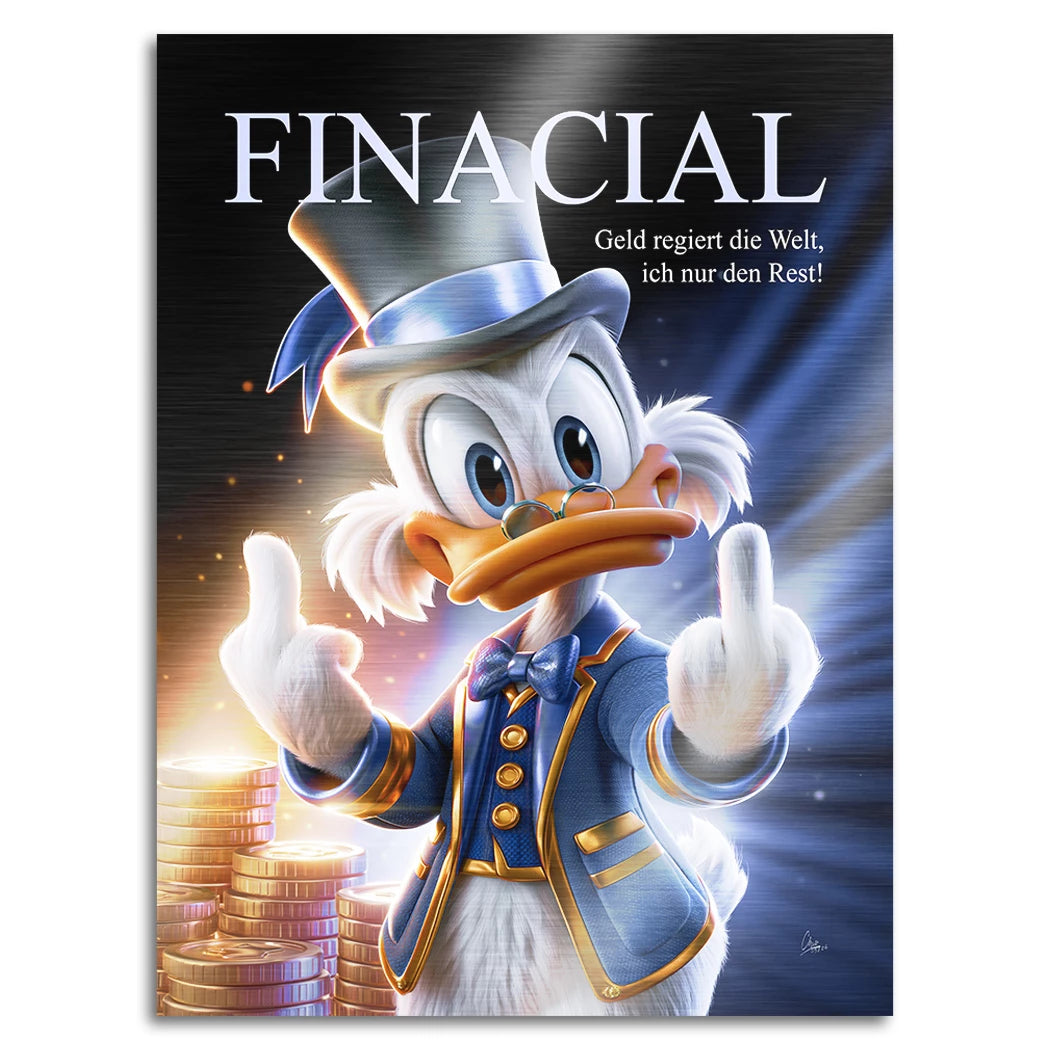Financial Dagobert Duck Aluminiumbild gebürstet