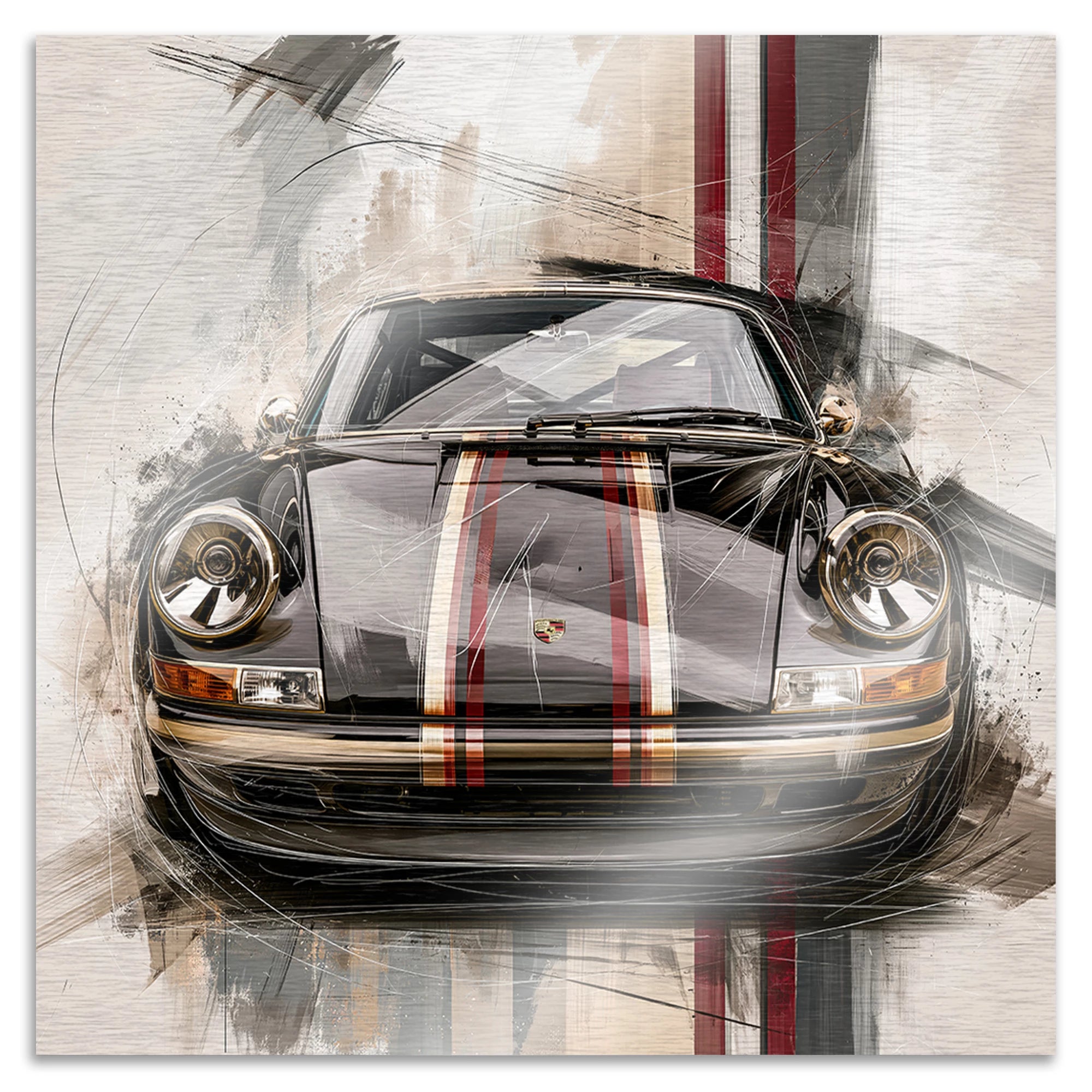 Porsche 911 Noble Aluminiumbild gebürstet