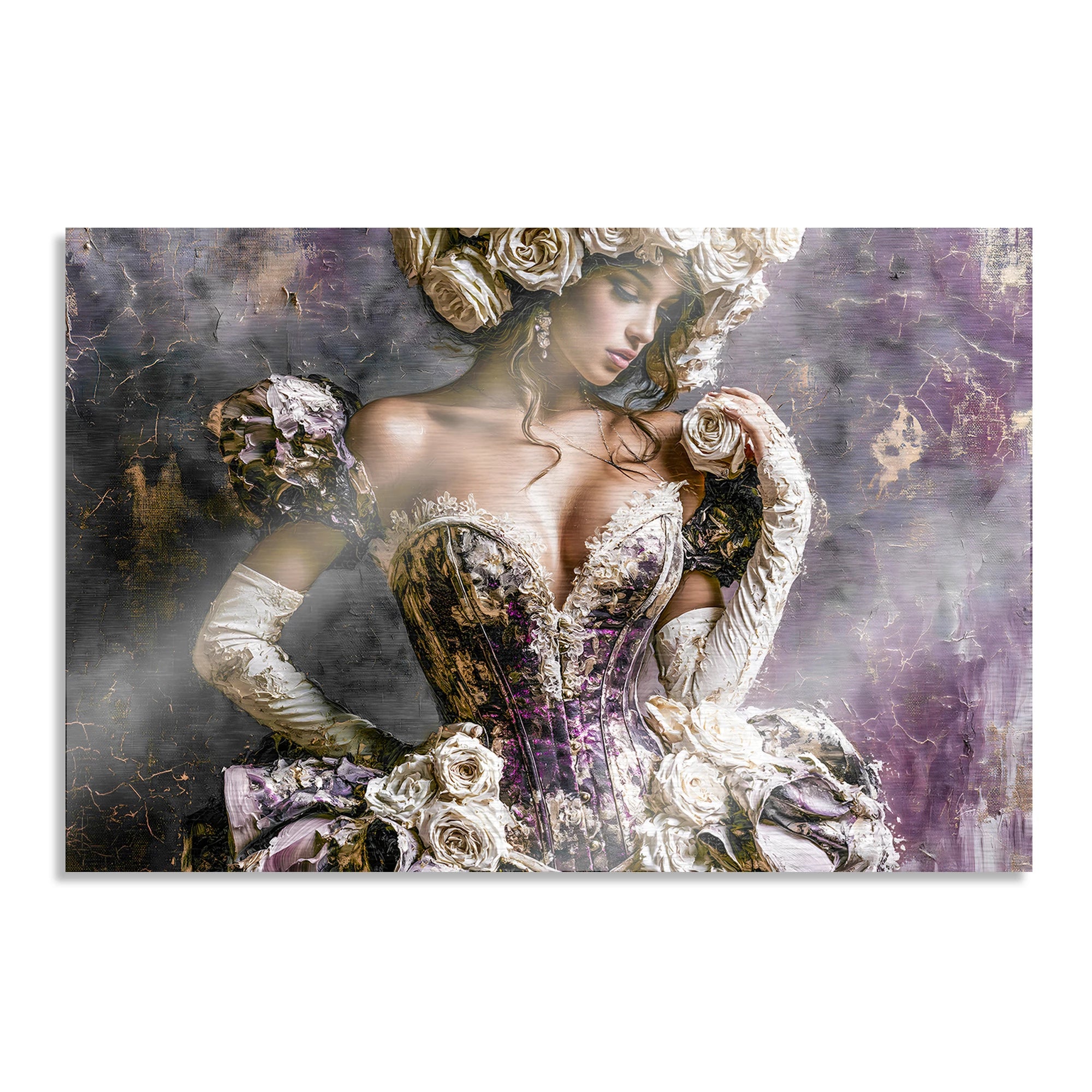 Blüten Couture Aluminiumbild gebürstet