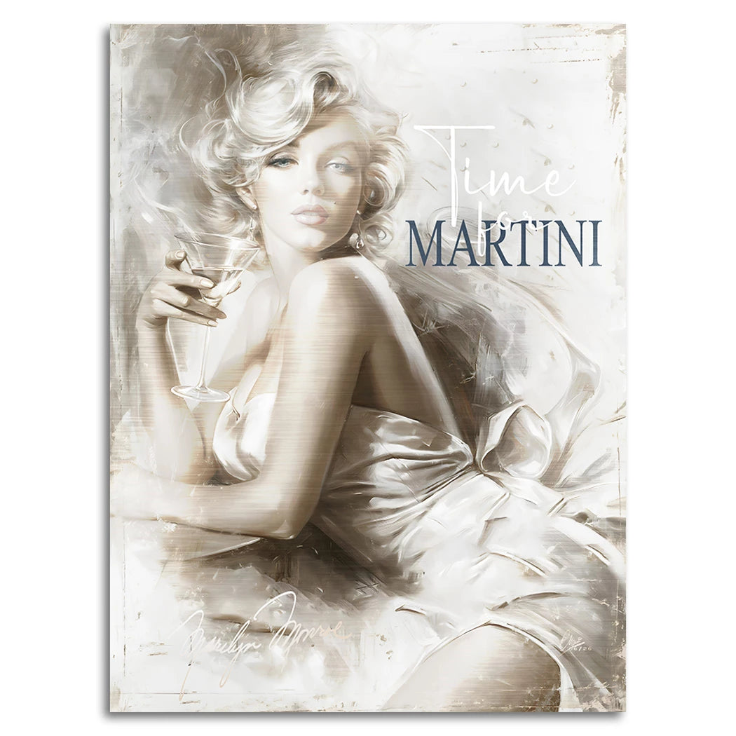 Marilyn Monroe Martini Aluminiumbild gebürstet