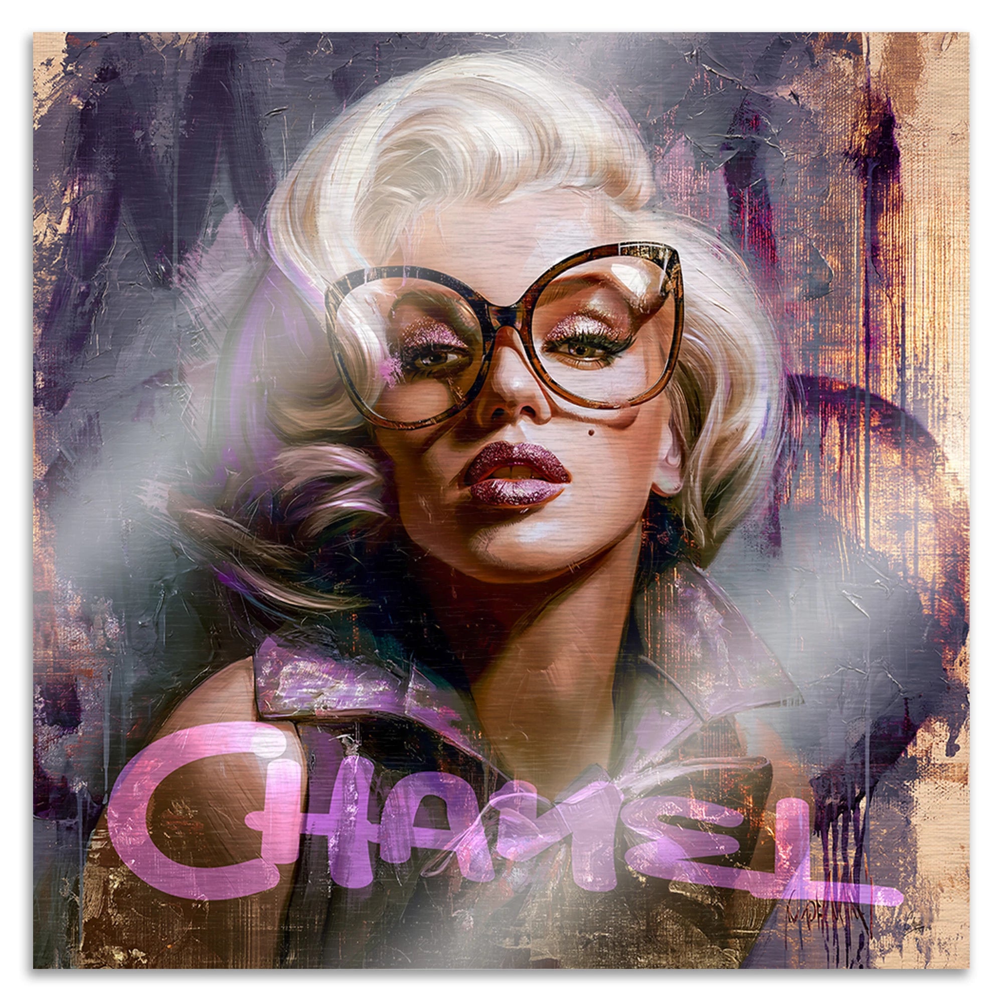 Monroe Chanel Chic Aluminiumbild gebürstet
