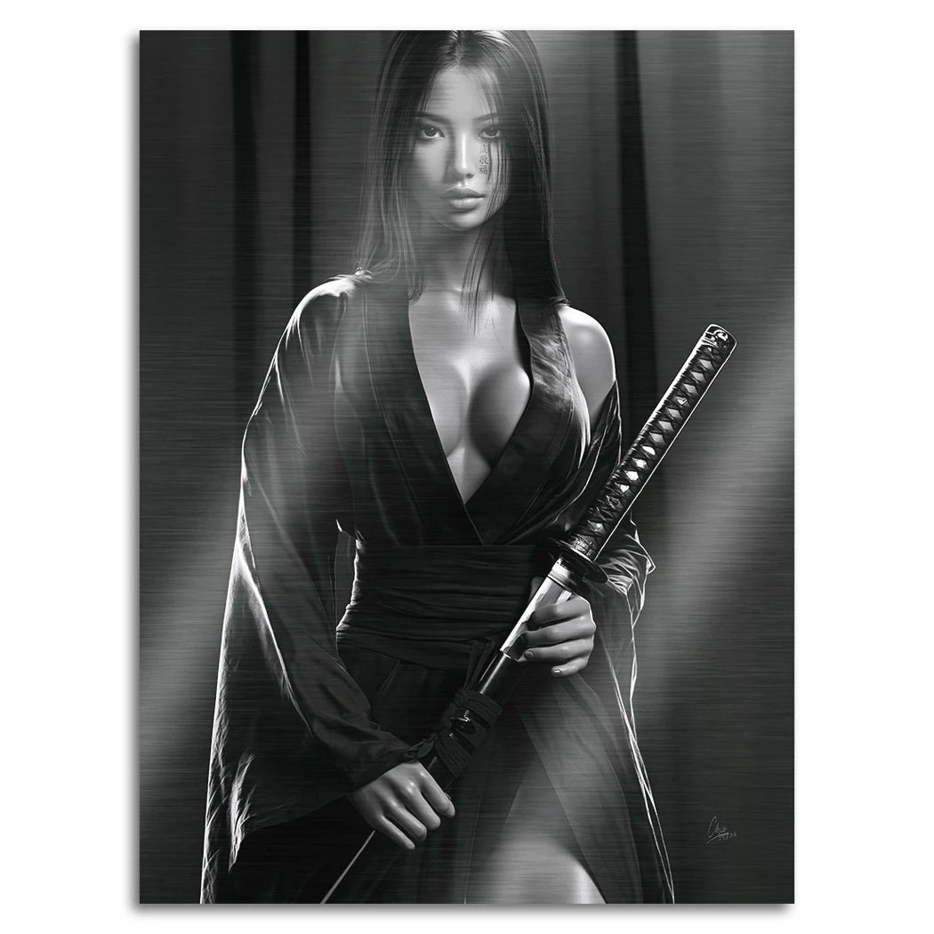 Samurai Lady Aluminiumbild gebürstet
