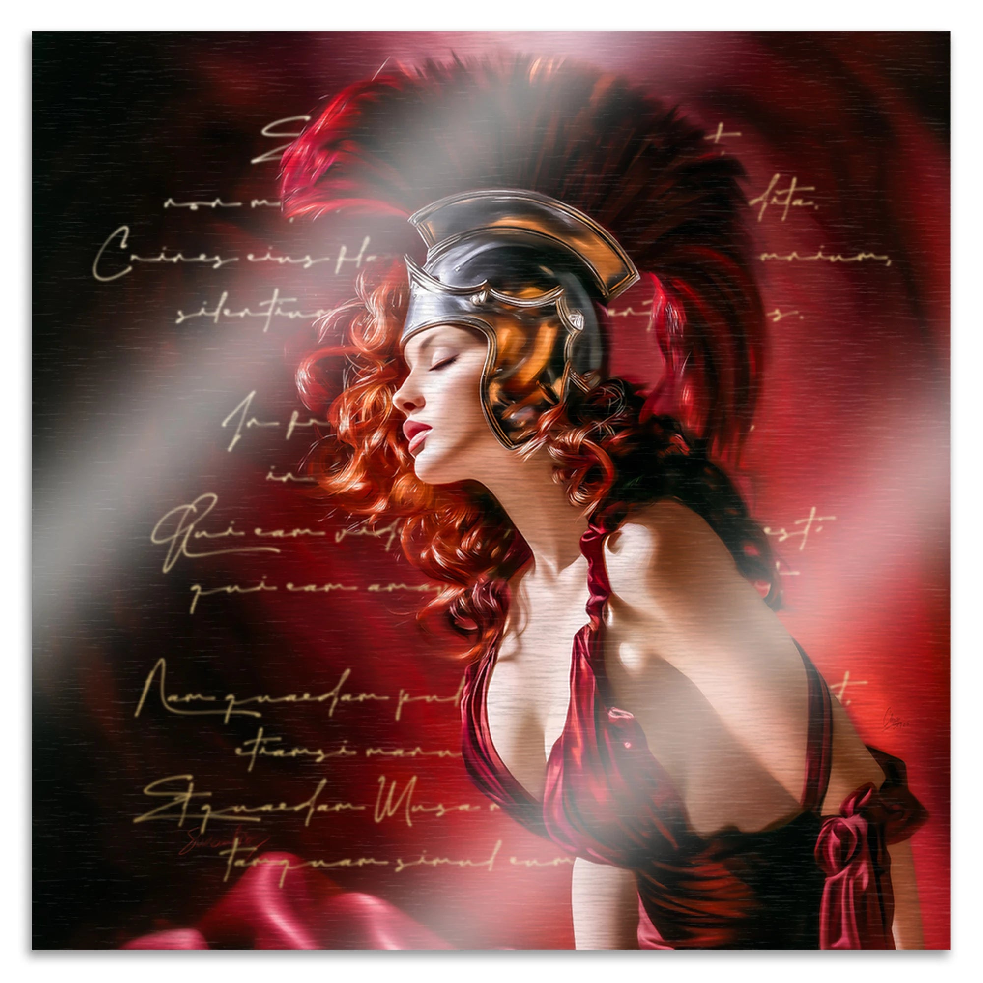 Venus in Rot Aluminiumbild gebürstet