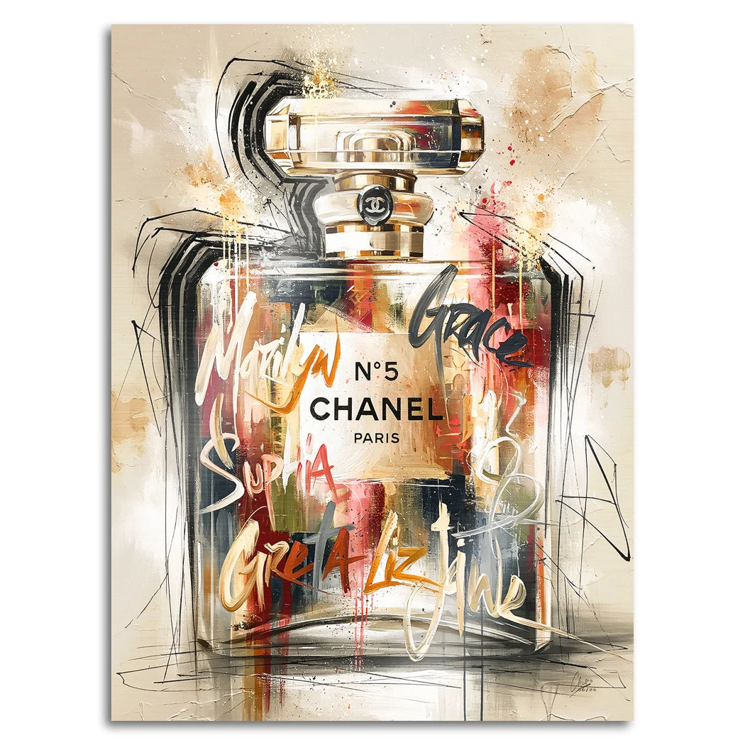 Chanel Graffiti Aluminiumbild gebürstet