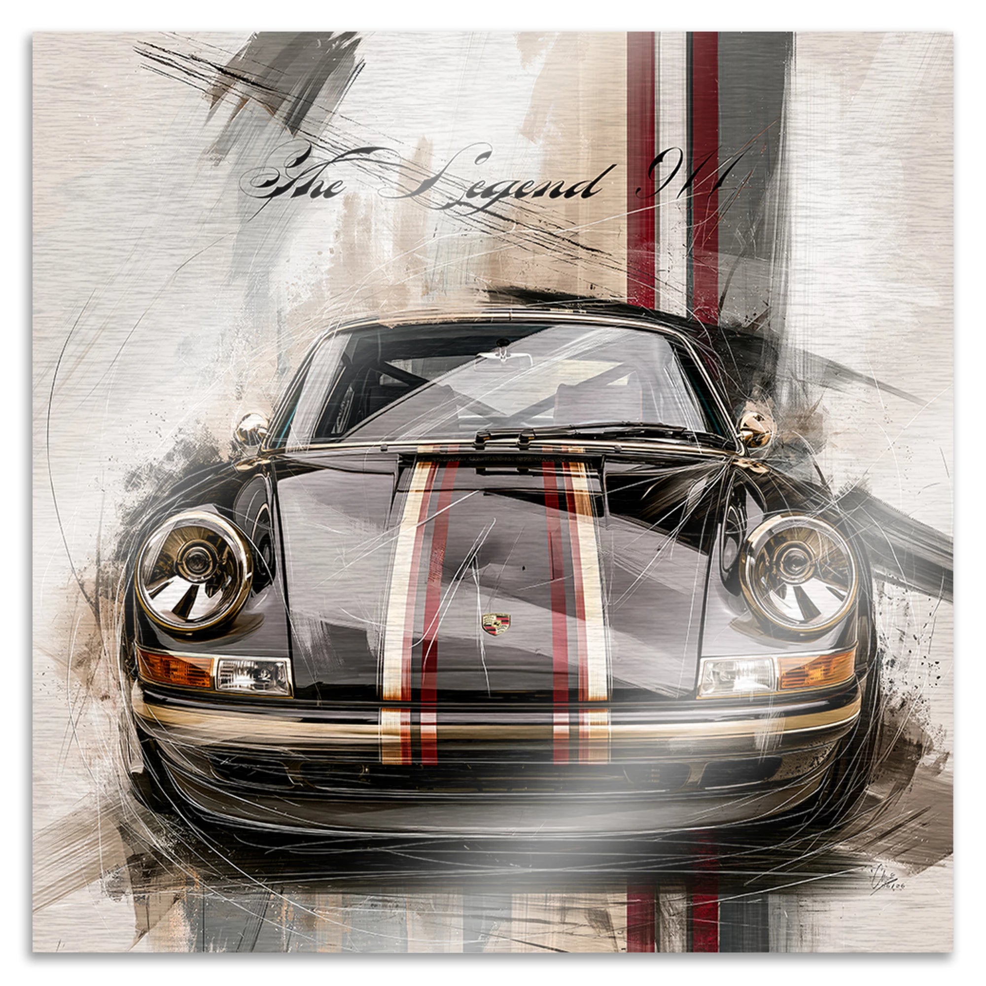 Porsche 911 Black Line Aluminiumbild gebürstet
