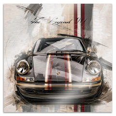 Porsche 911 Black Line Aluminiumbild gebürstet