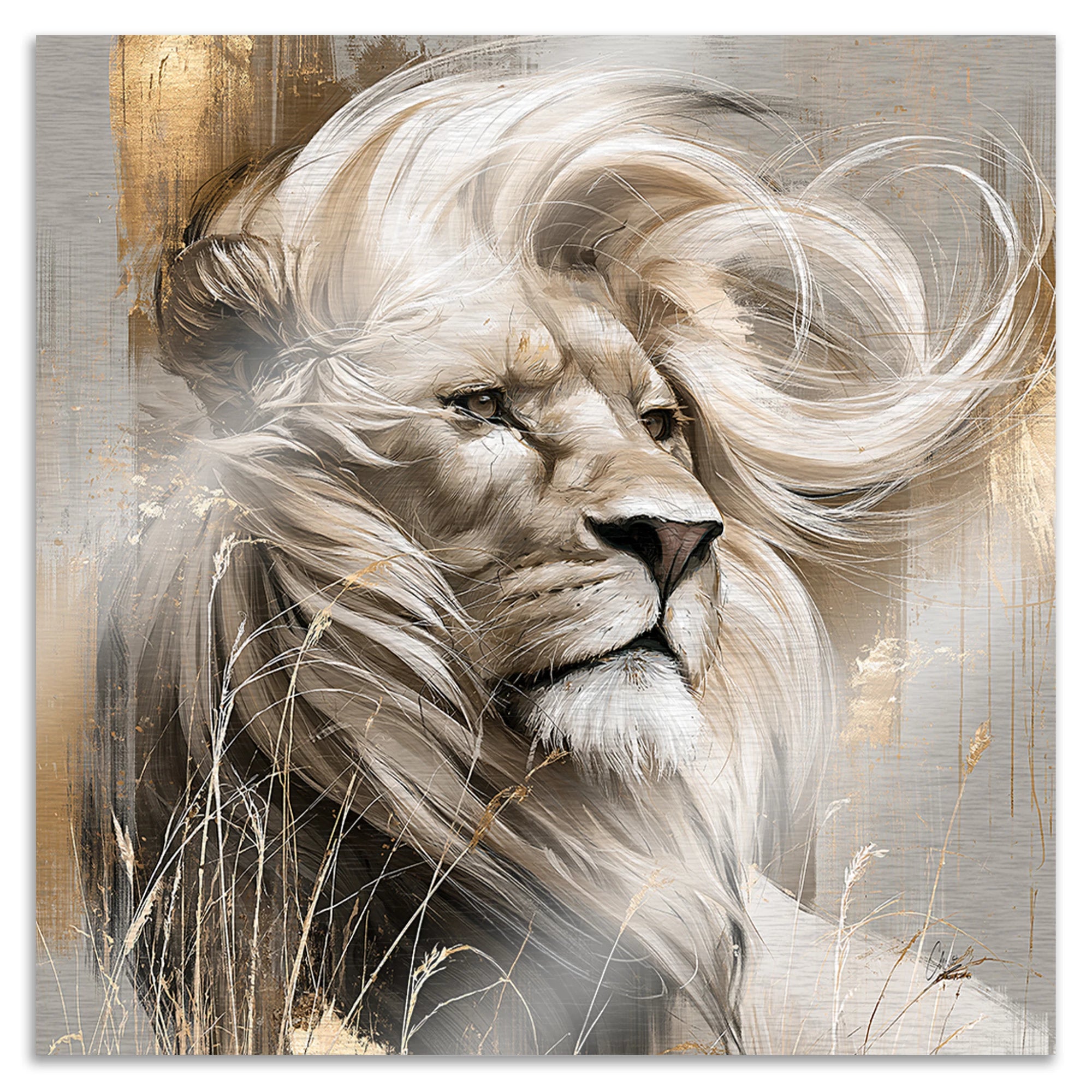 Silent Lion Aluminiumbild gebürstet