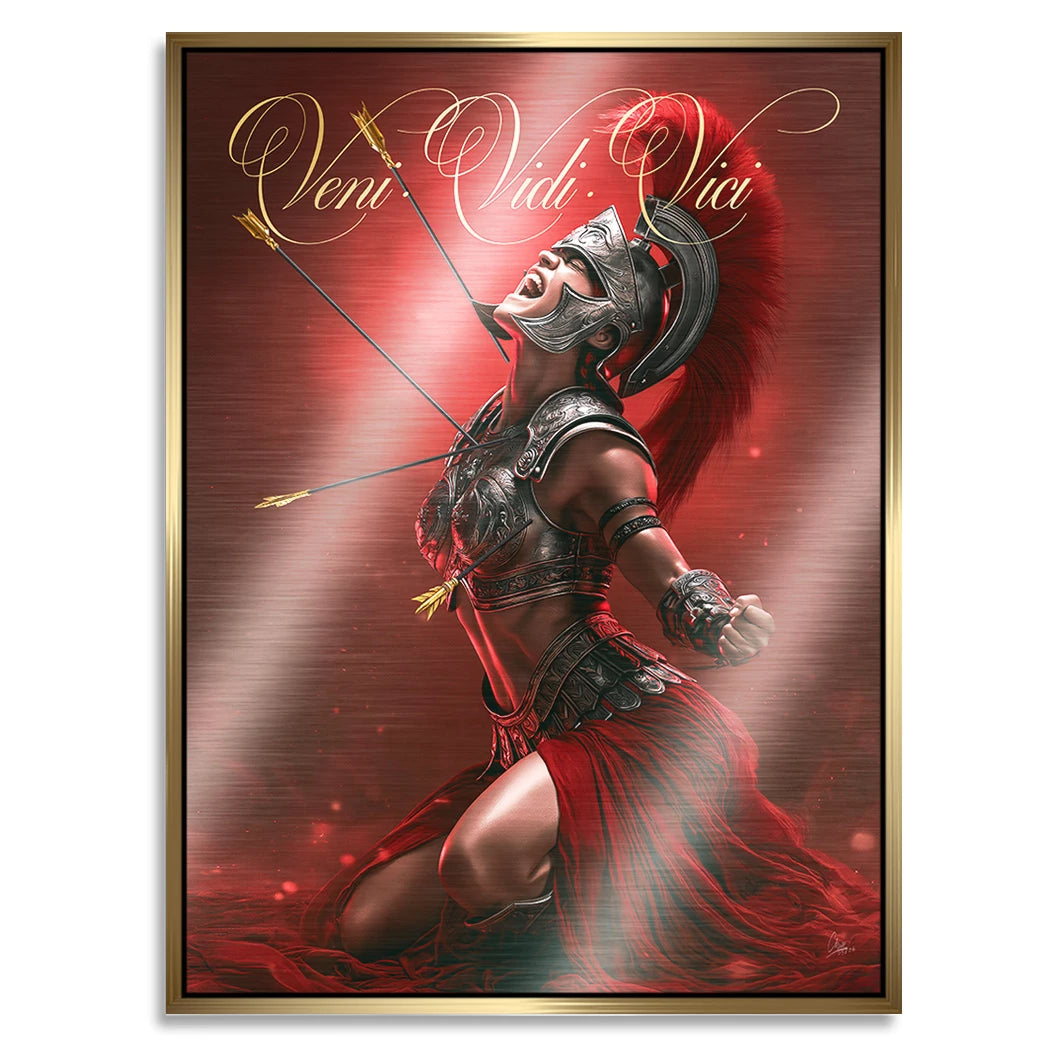 Veni Vidi Vici Gladiatorin Aluminiumbild gebürstet
