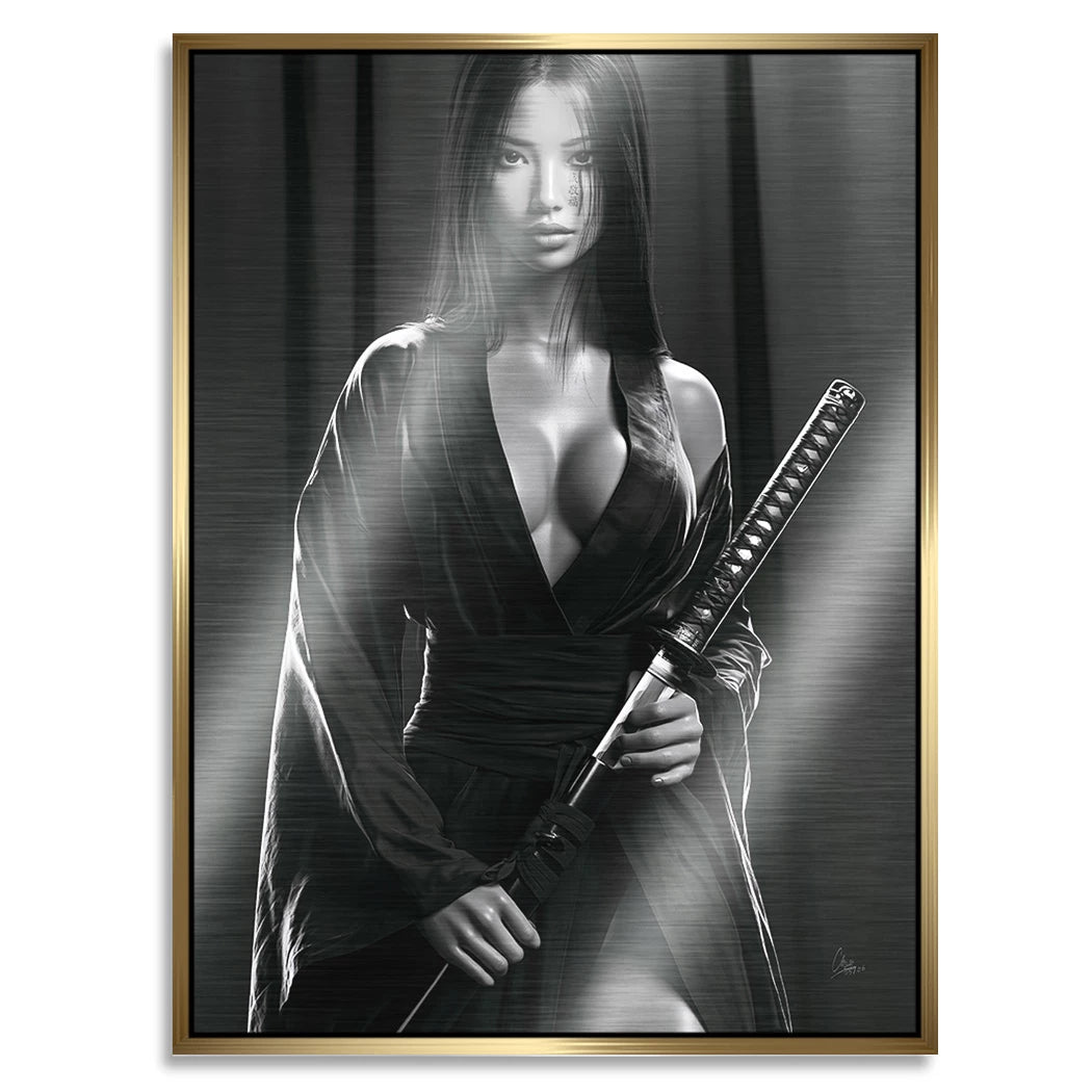 Samurai Lady Aluminiumbild gebürstet