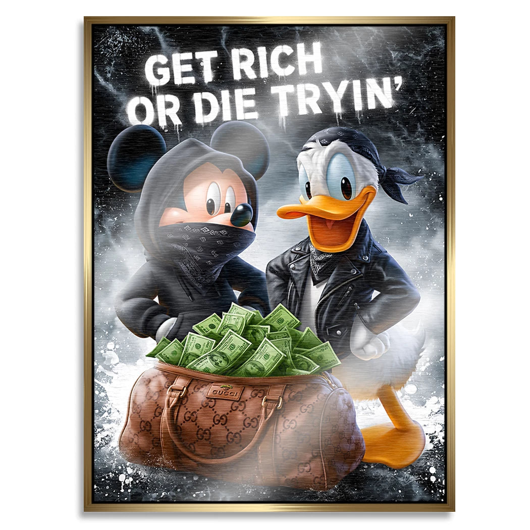 Micky Donald Gang Aluminiumbild gebürstet