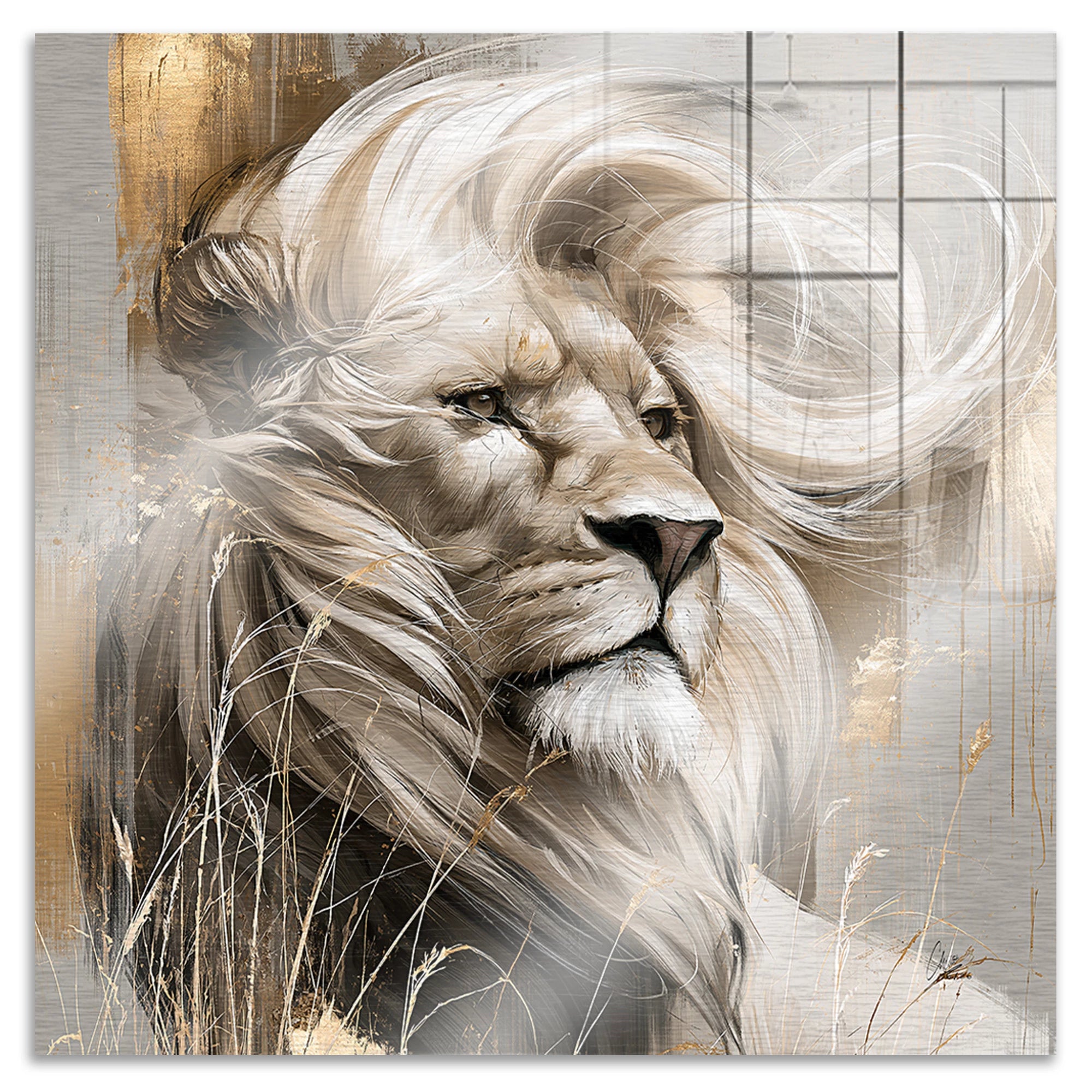 Silent Lion Aluminiumbild gebürstet