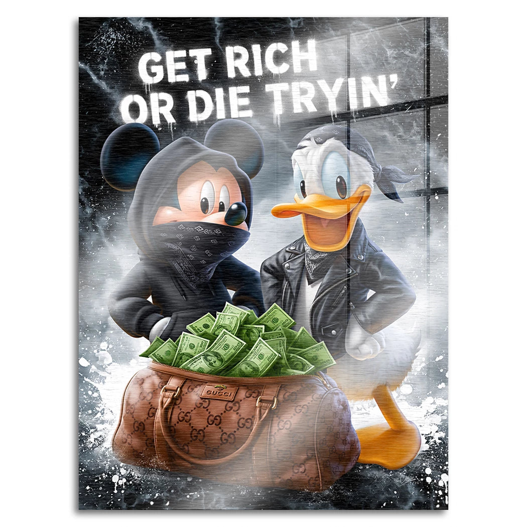 Micky Donald Gang Aluminiumbild gebürstet