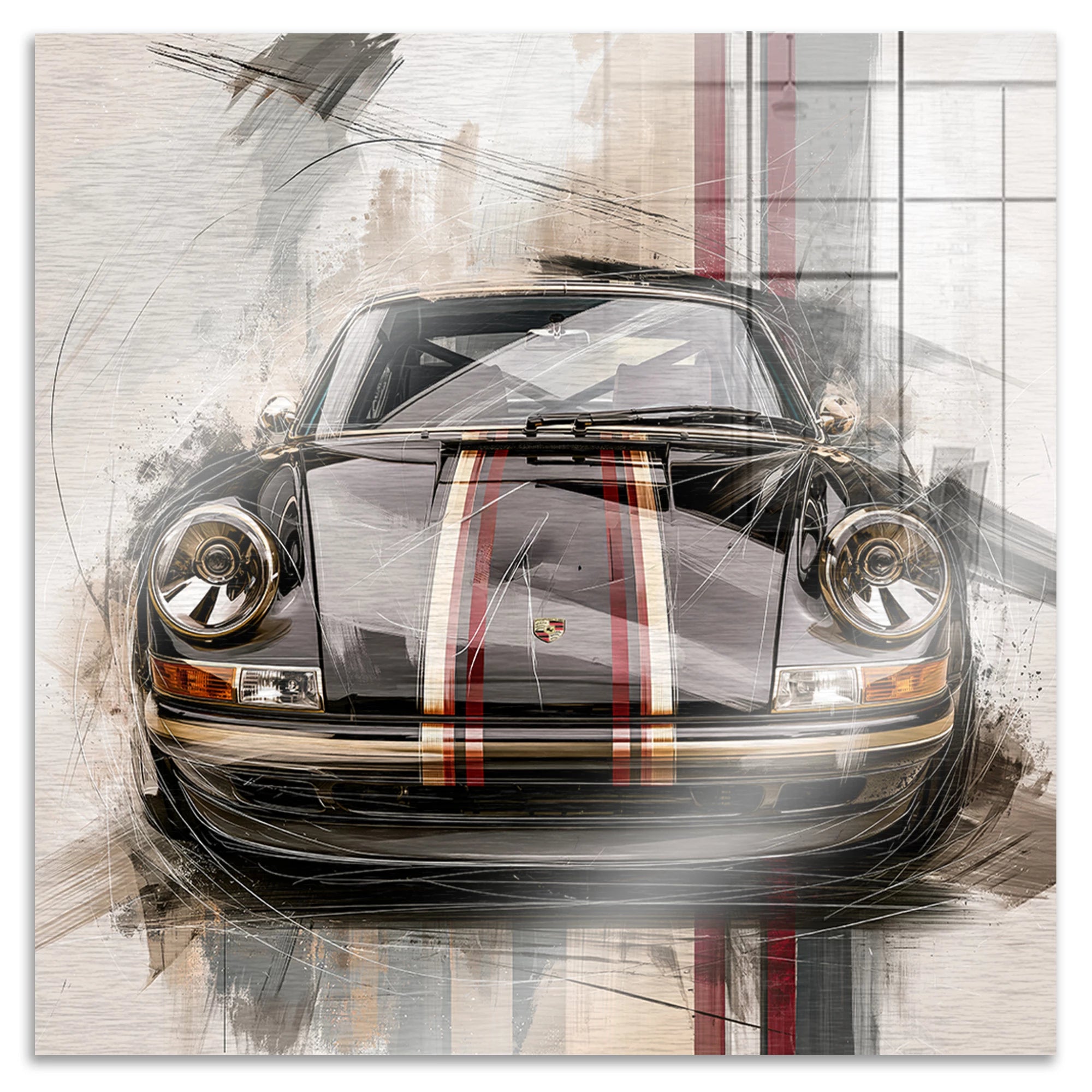 Porsche 911 Noble Aluminiumbild gebürstet