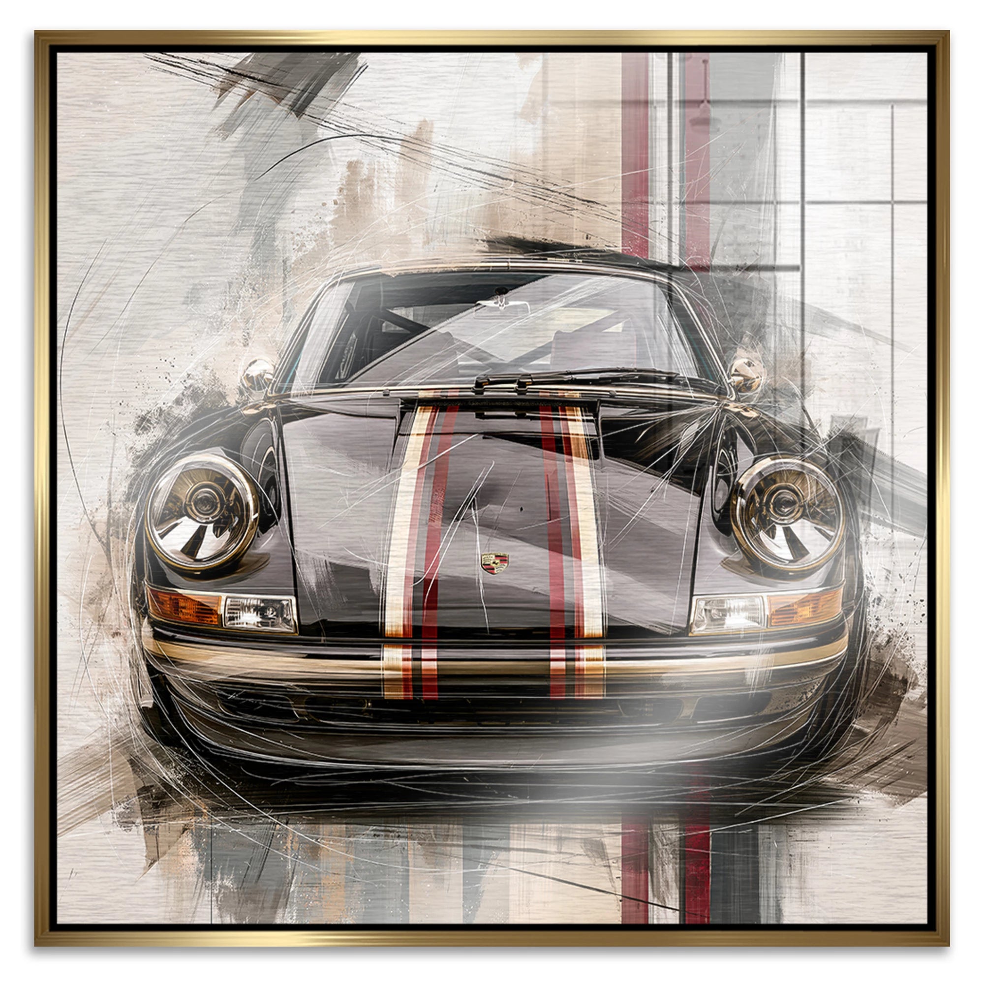 Porsche 911 Noble Aluminiumbild gebürstet