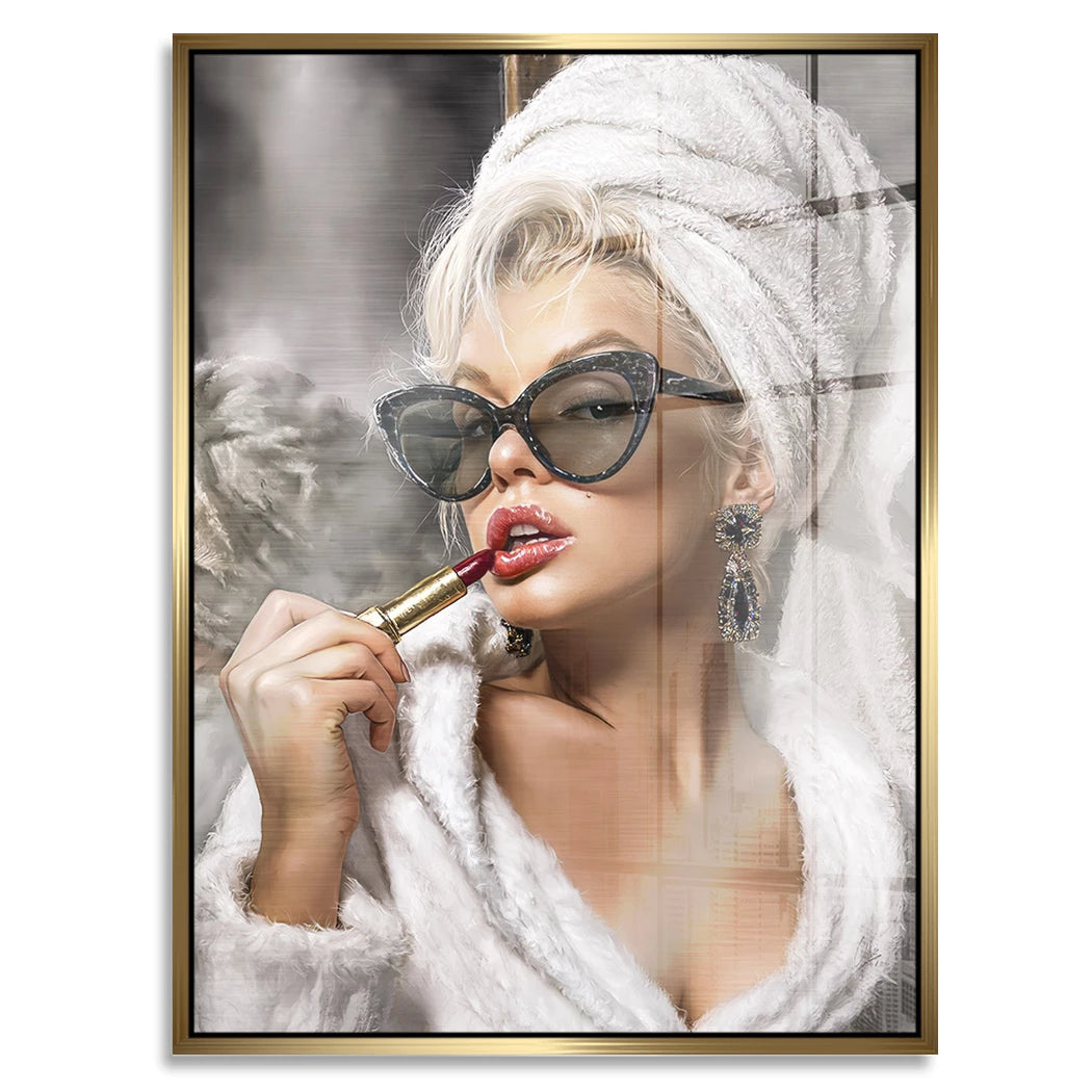 Marilyn Rouge Aluminiumbild gebürstet