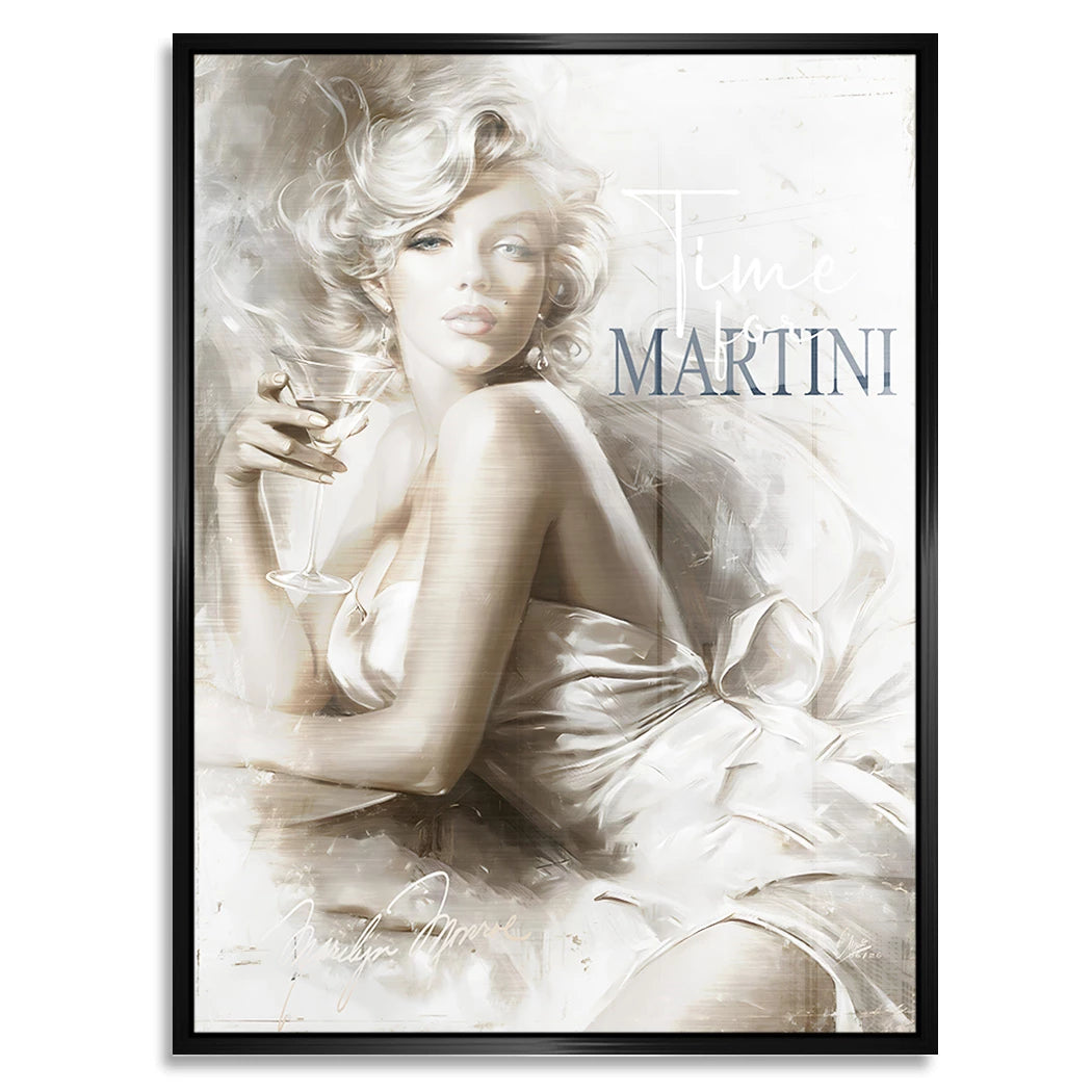 Marilyn Monroe Martini Aluminiumbild gebürstet