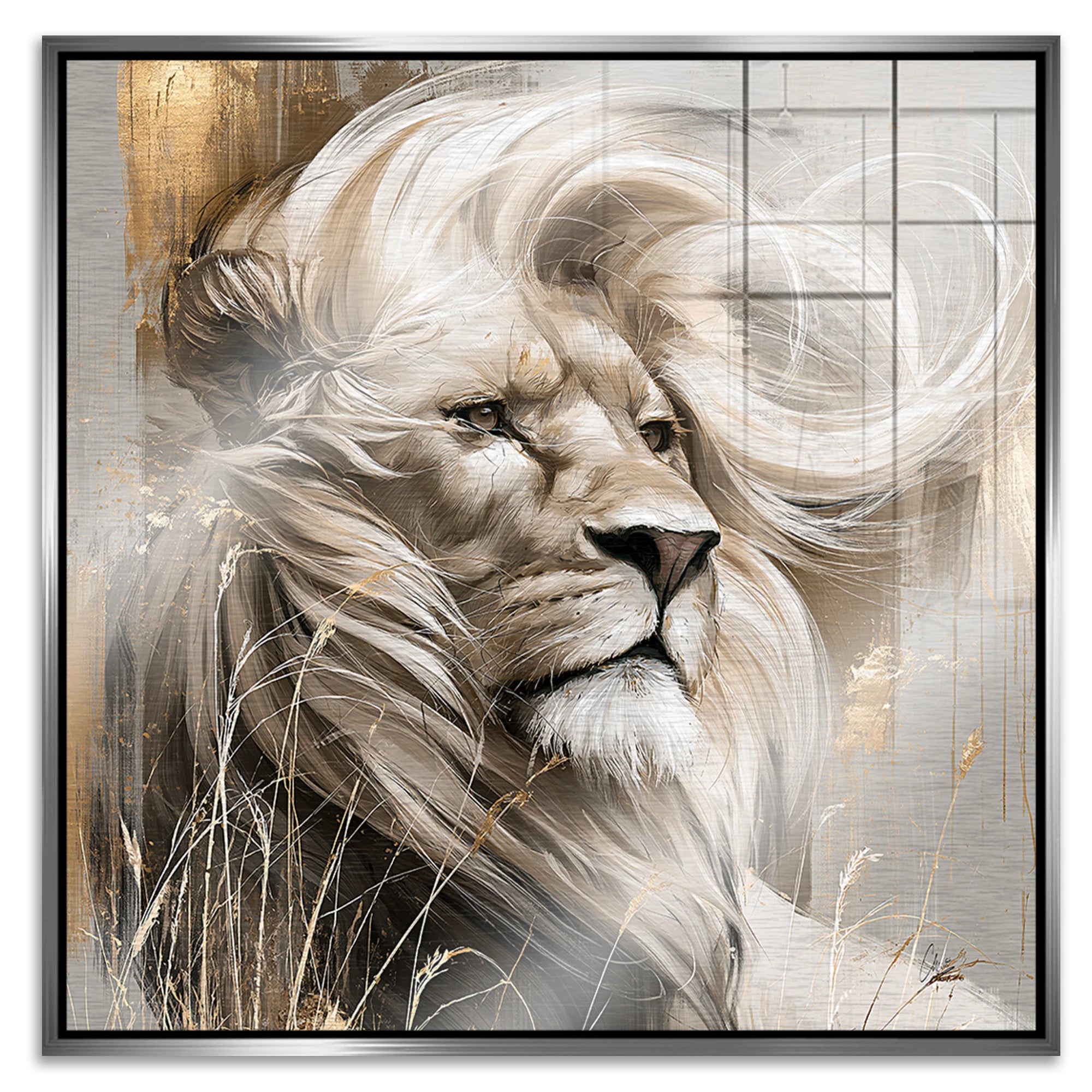 Silent Lion Aluminiumbild gebürstet