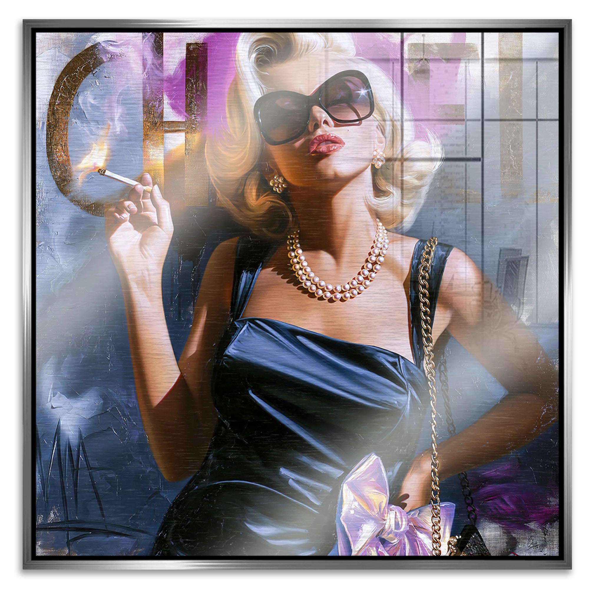 Marilyn Monroe Smoke Aluminiumbild gebürstet