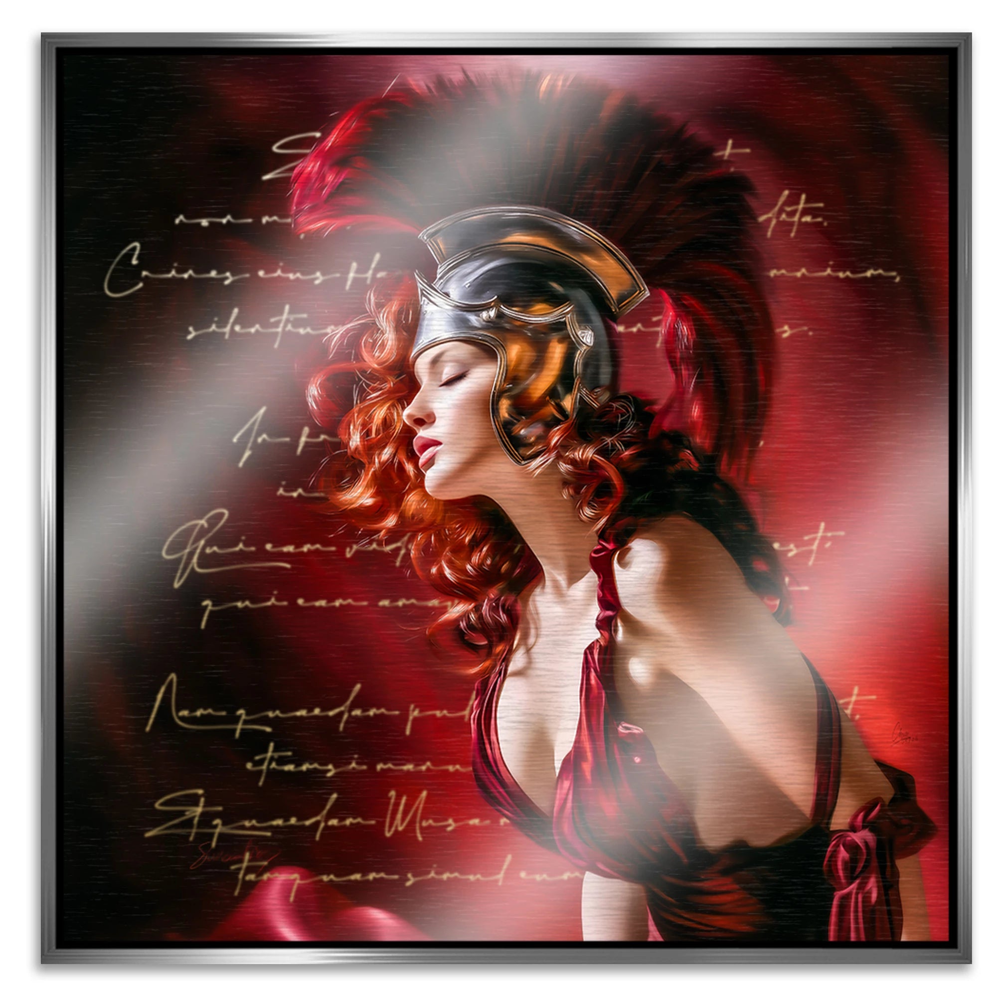Venus in Rot Aluminiumbild gebürstet