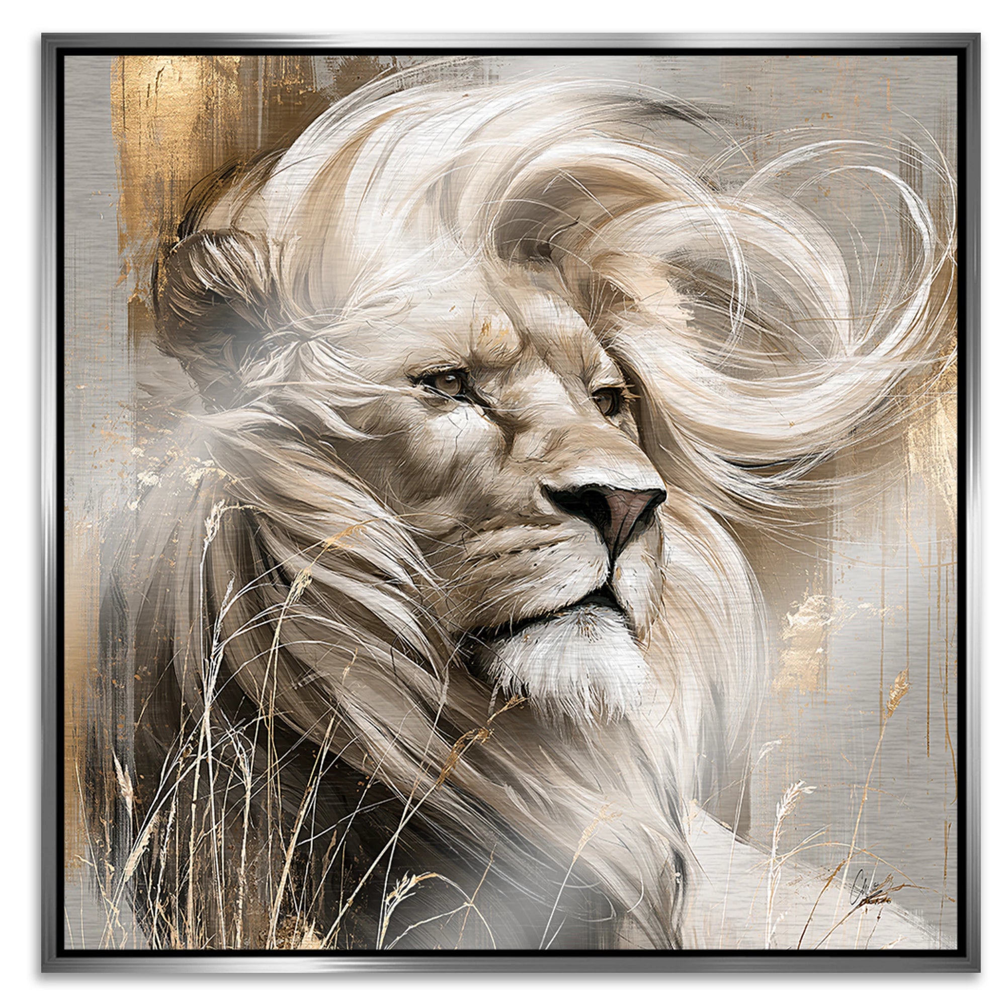 Silent Lion Aluminiumbild gebürstet