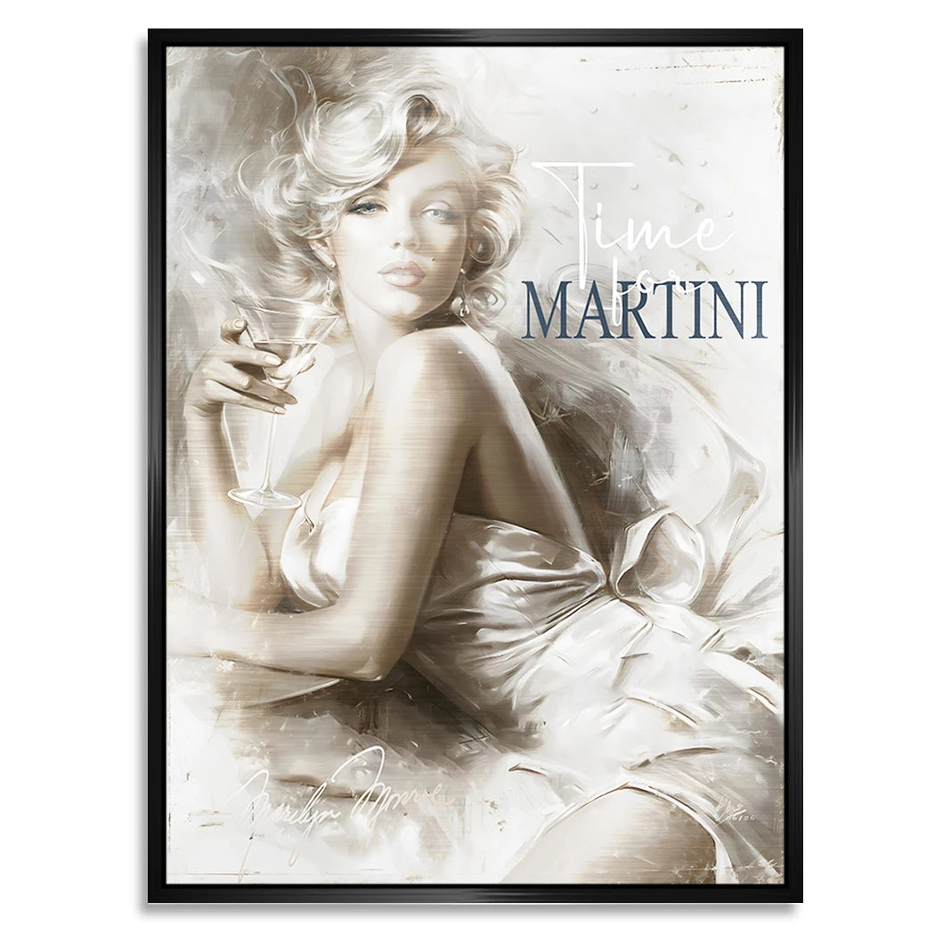 Marilyn Monroe Martini Aluminiumbild gebürstet