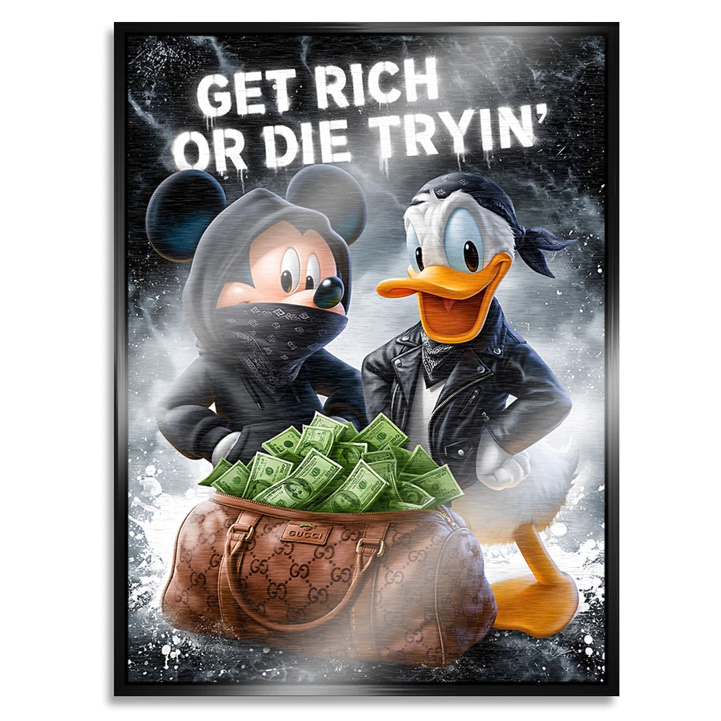 Micky Donald Gang Aluminiumbild gebürstet