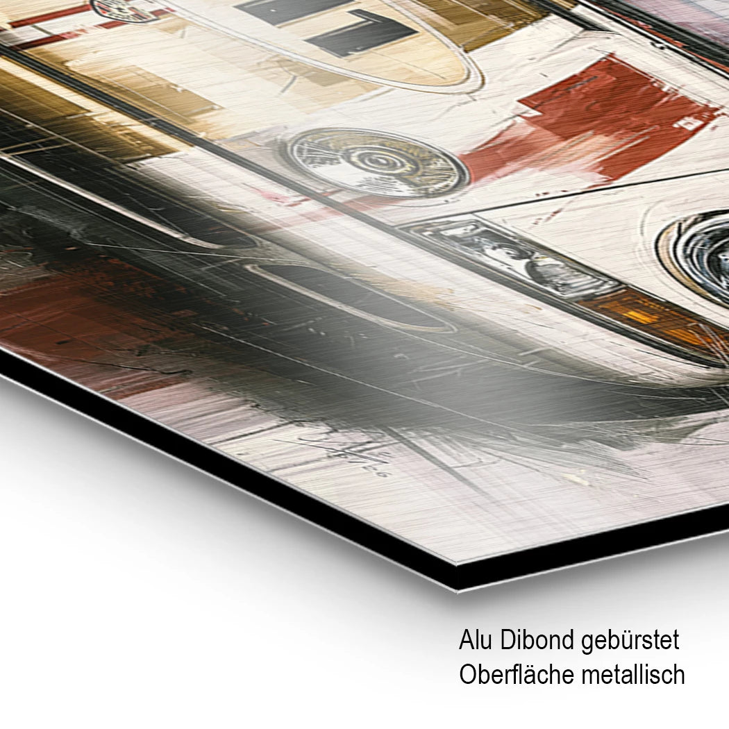 Porsche 911 Klassik Aluminiumbild gebürstet