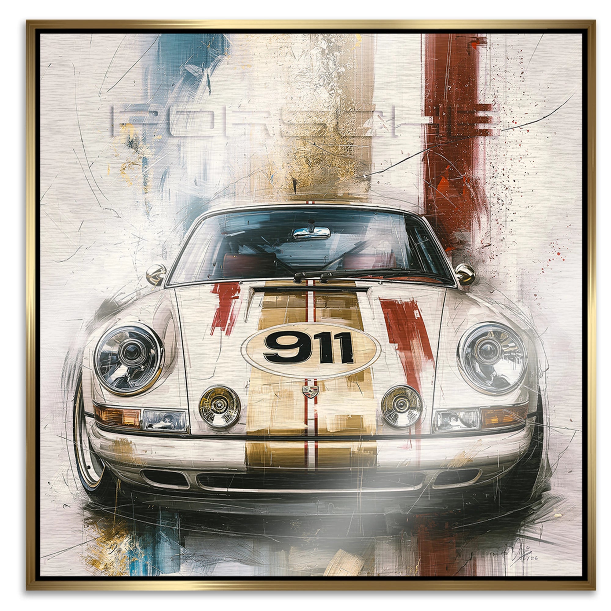 Porsche 911 Klassik Aluminiumbild gebürstet